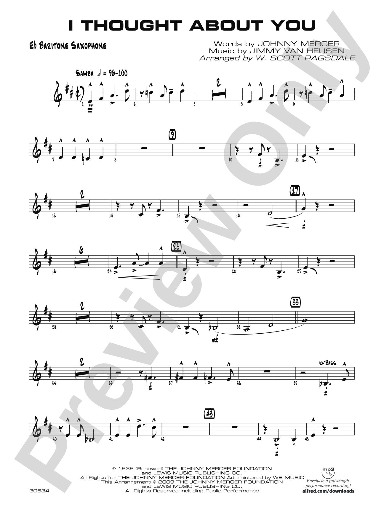 I Thought About You: E-flat Baritone Saxophone