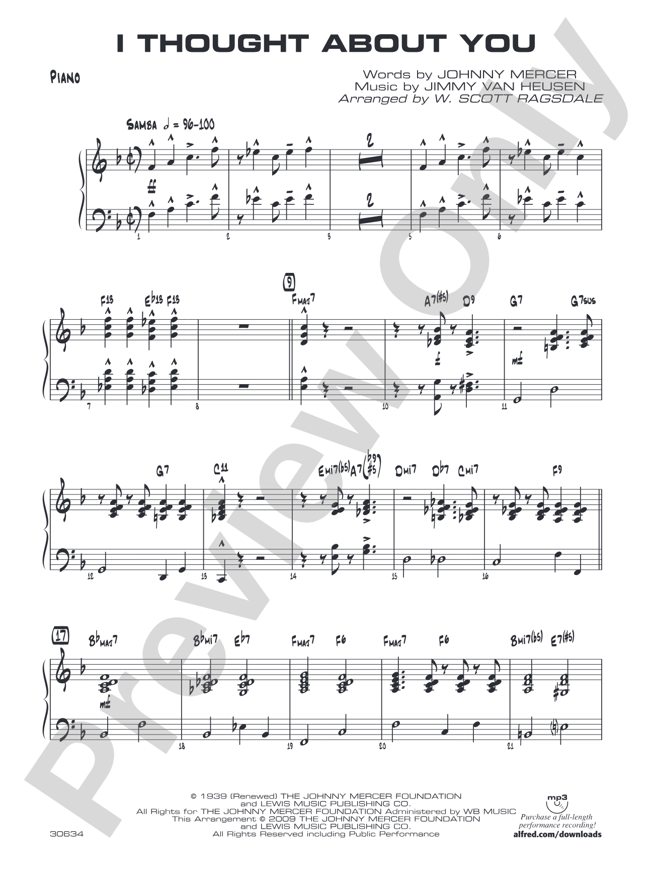 I Thought About You: Piano Accompaniment