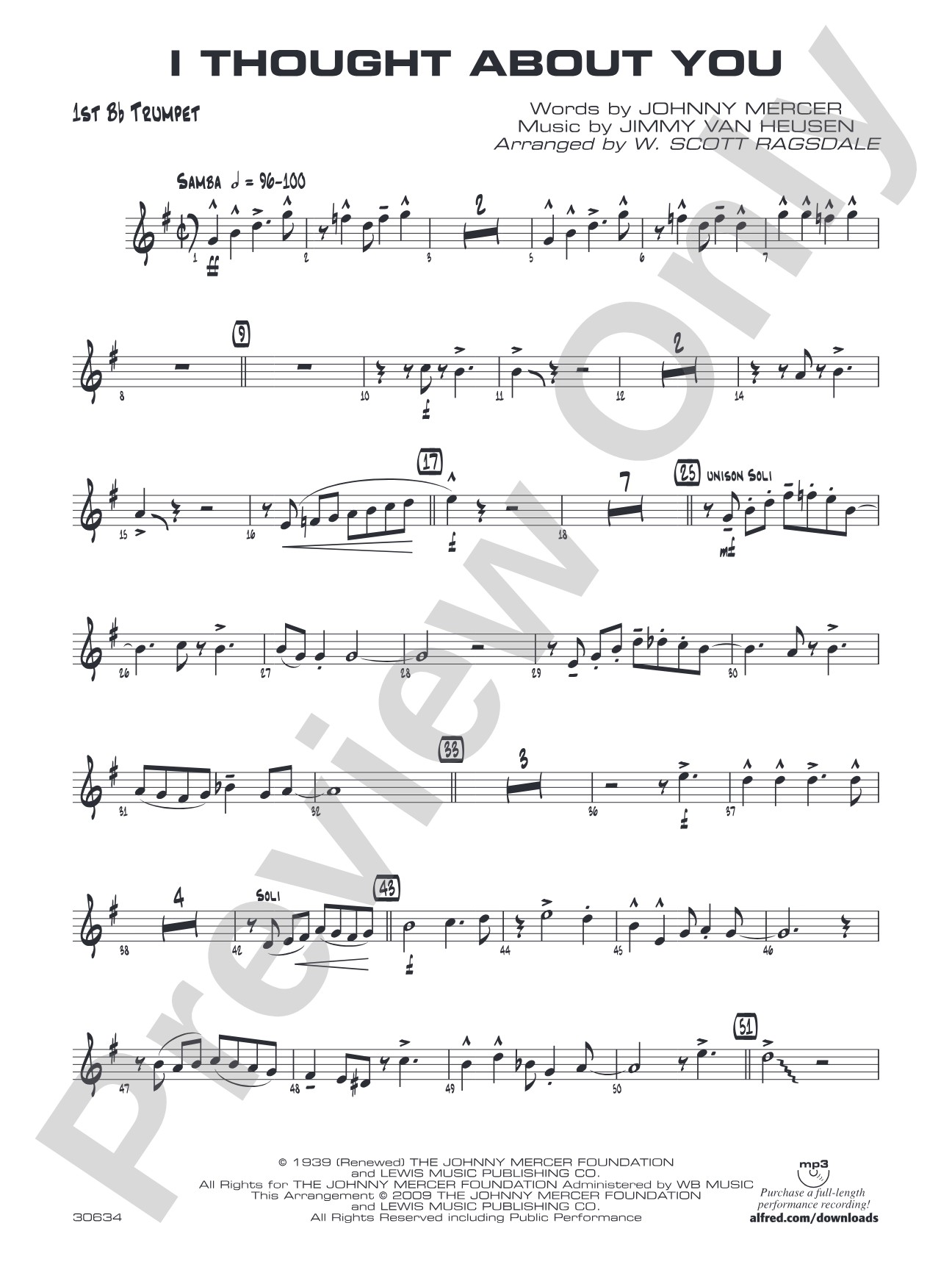 I Thought About You: 1st B-flat Trumpet