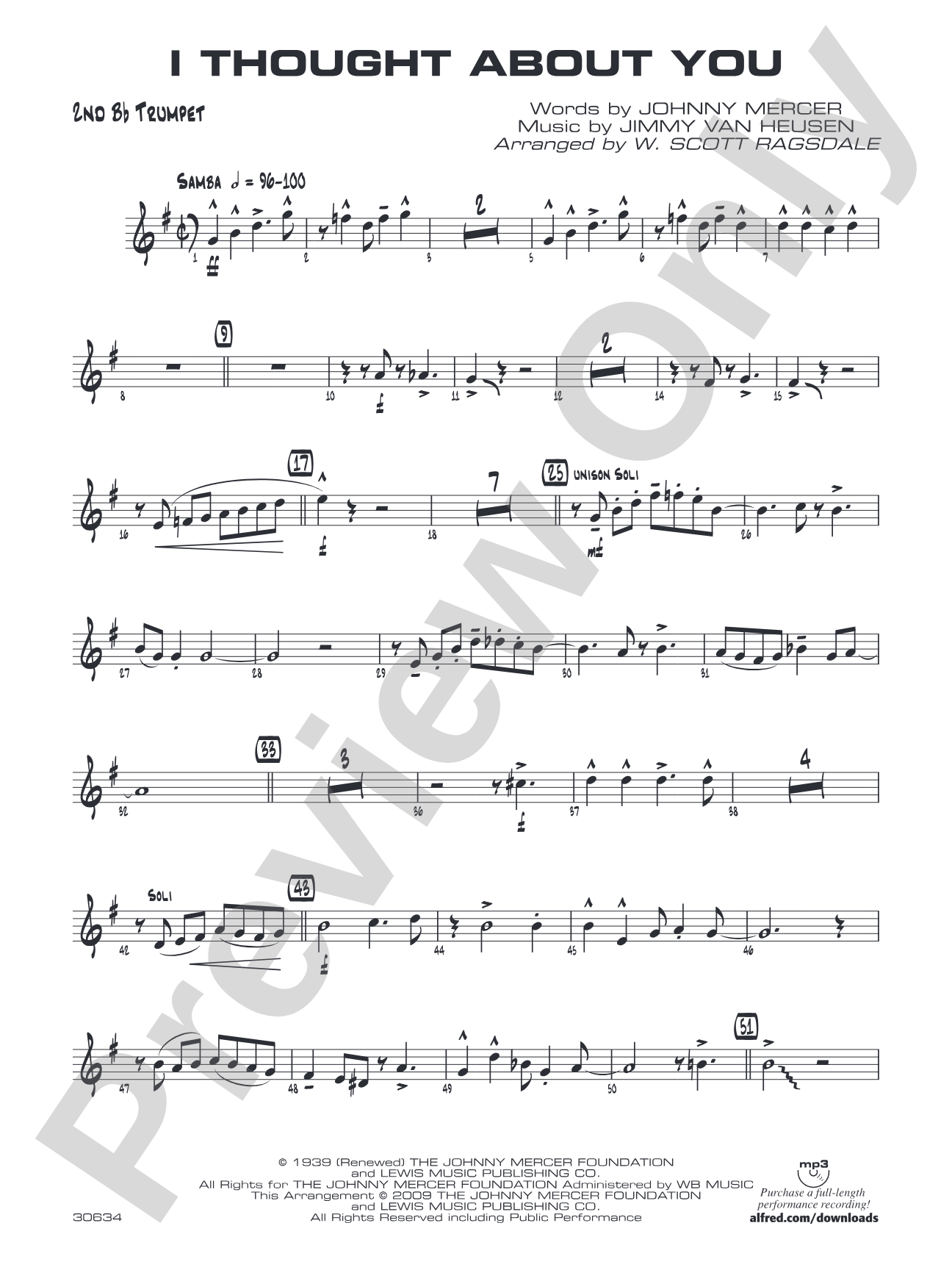 I Thought About You: 2nd B-flat Trumpet