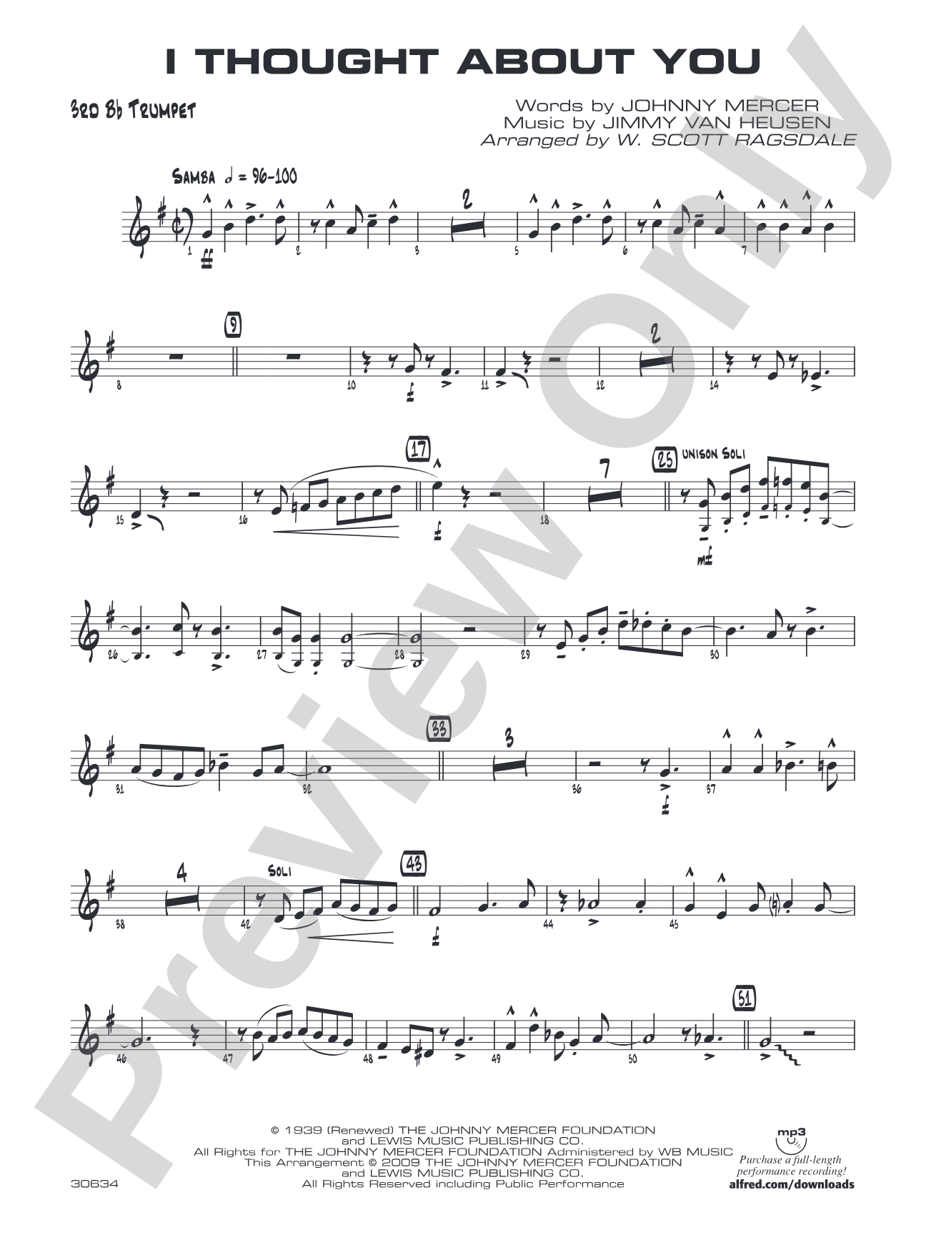 I Thought About You: 3rd B-flat Trumpet