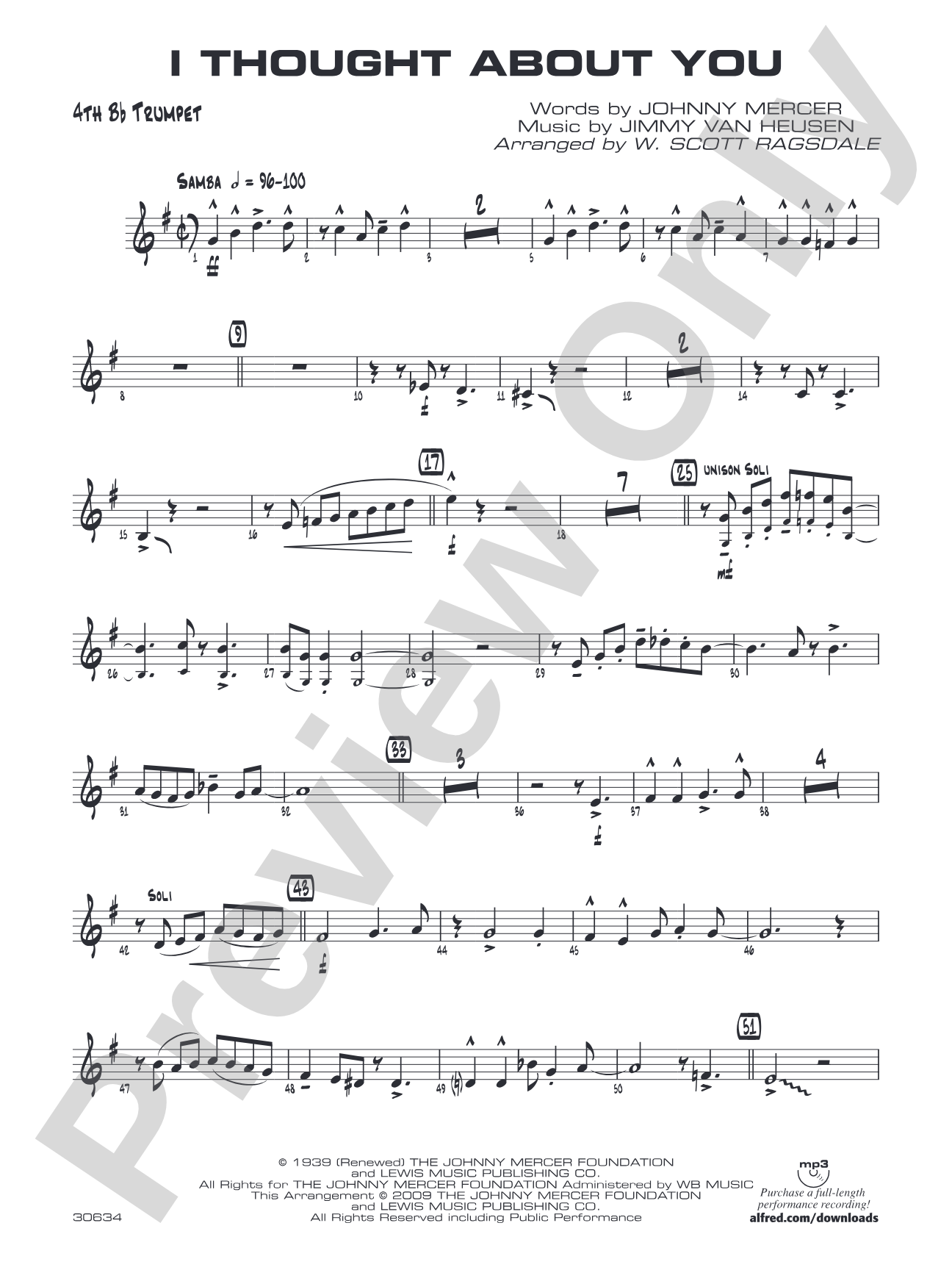 I Thought About You: 4th B-flat Trumpet