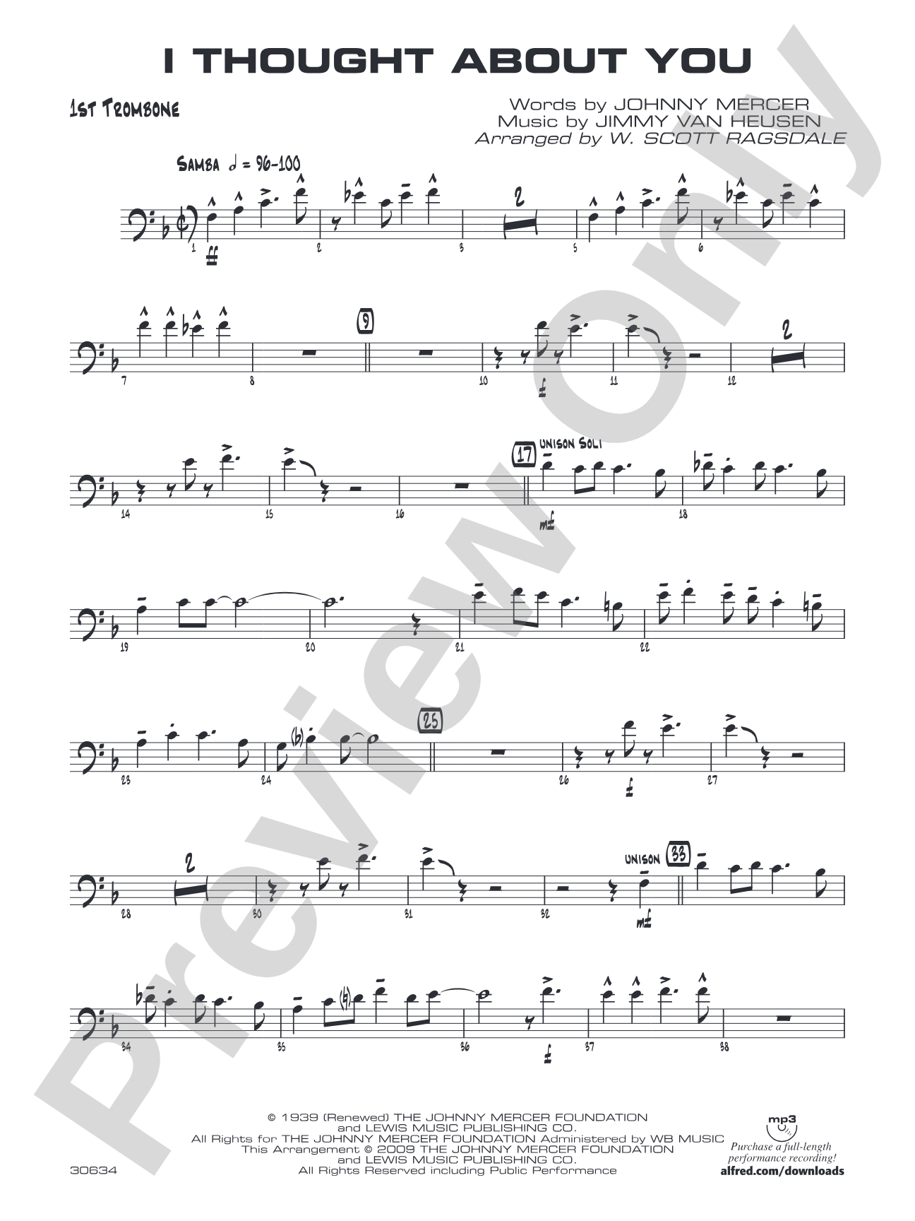 I Thought About You: 1st Trombone