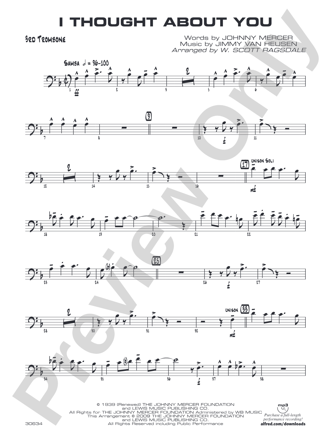 I Thought About You: 3rd Trombone