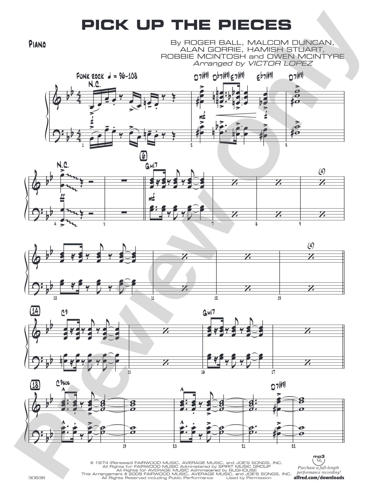 Pick Up the Pieces: Piano Accompaniment