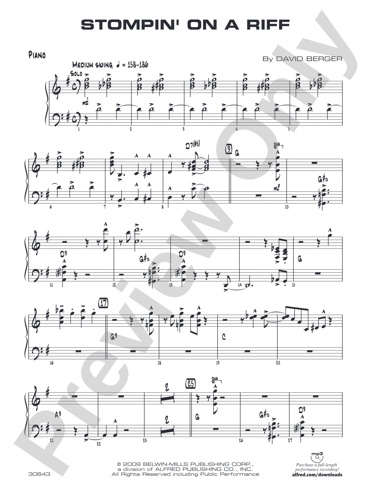 Stompin' on a Riff: Piano Accompaniment