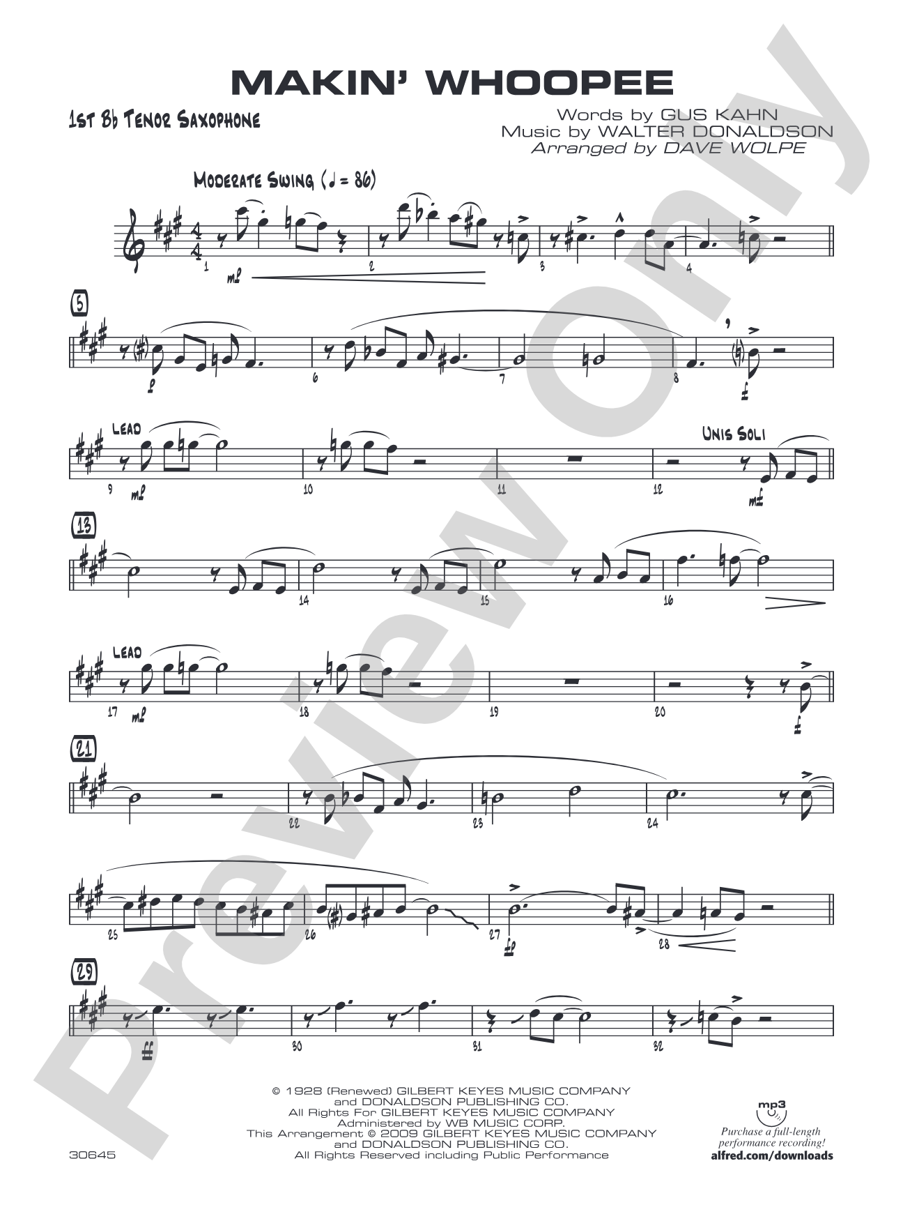 Makin' Whoopee: B-flat Tenor Saxophone