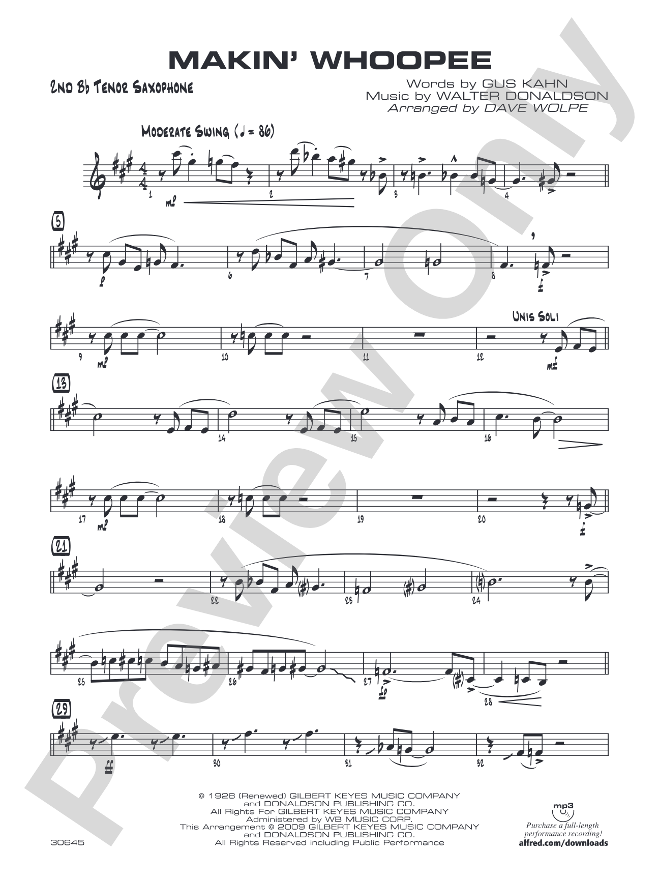 Makin' Whoopee: 2nd B-flat Tenor Saxophone