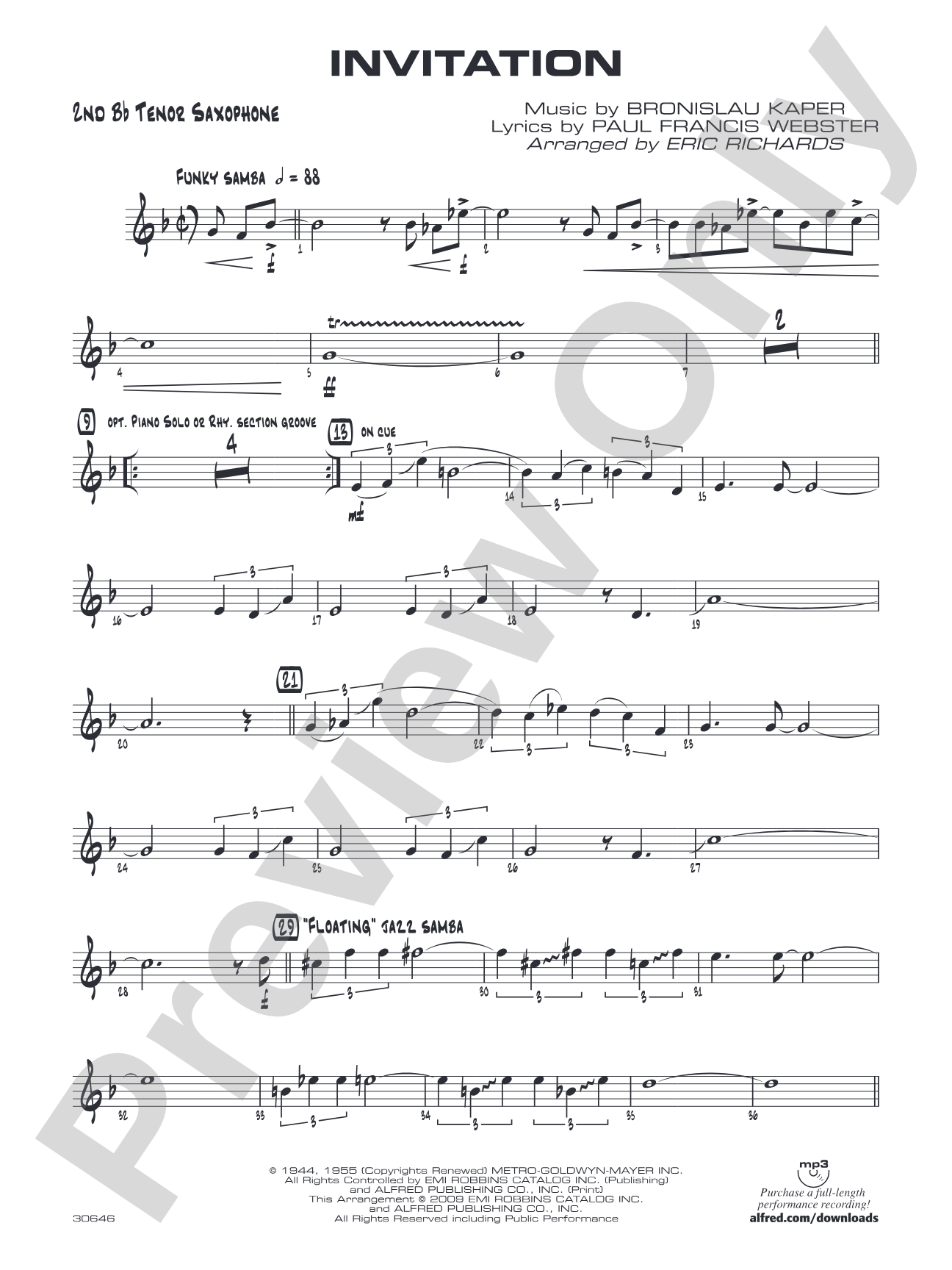 Invitation: 2nd B-flat Tenor Saxophone