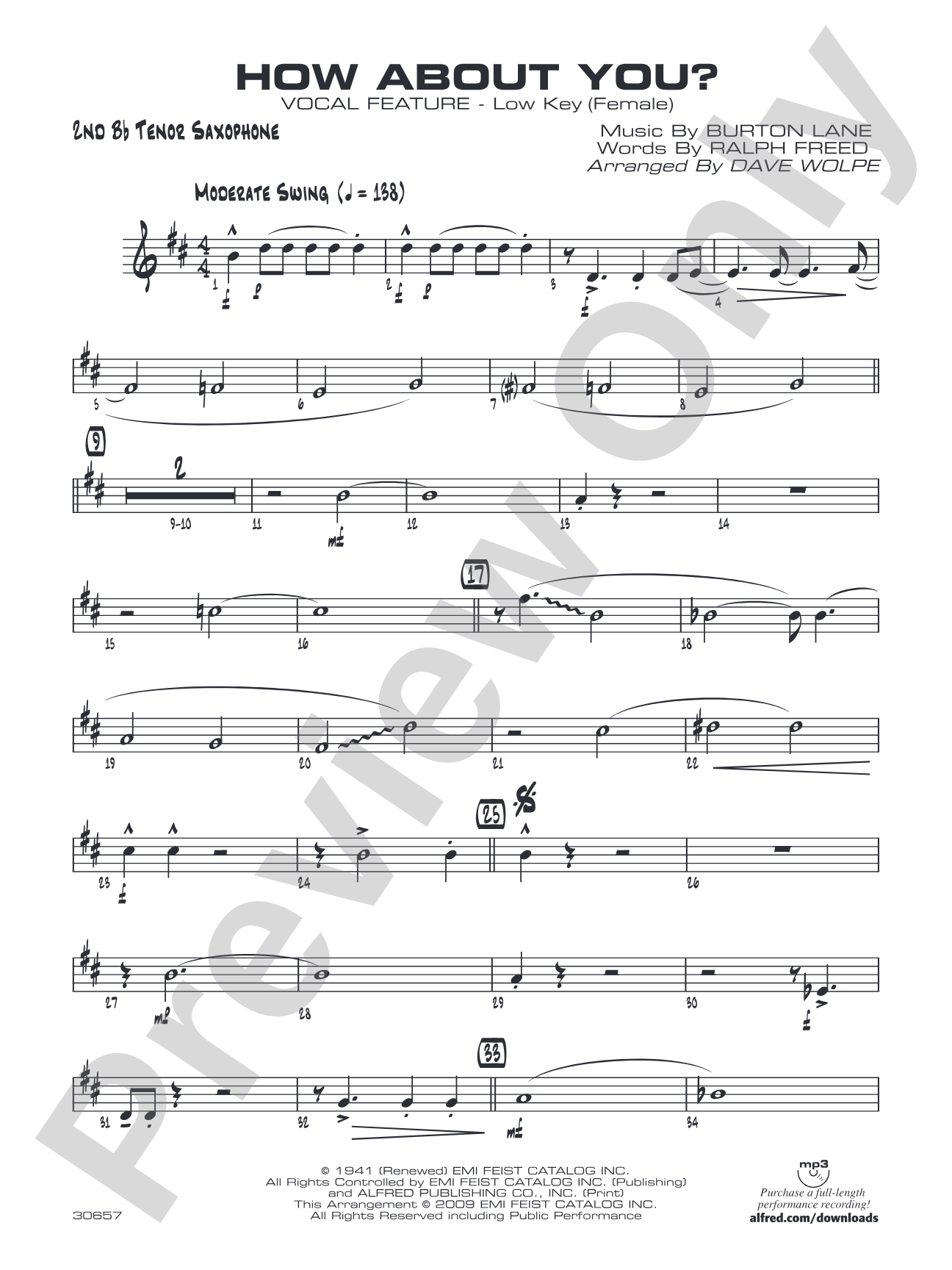 How About You?: 2nd B-flat Tenor Saxophone