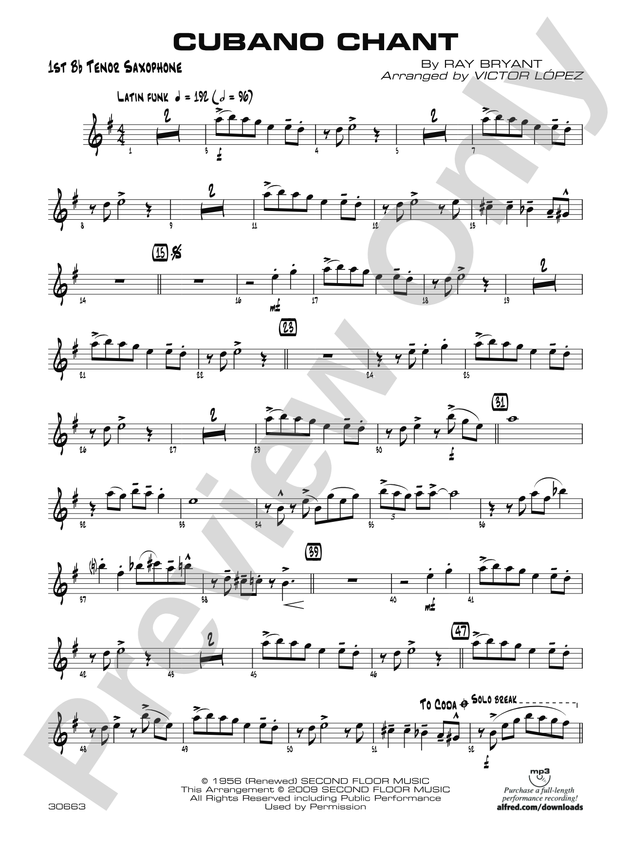 Cubano Chant: B-flat Tenor Saxophone