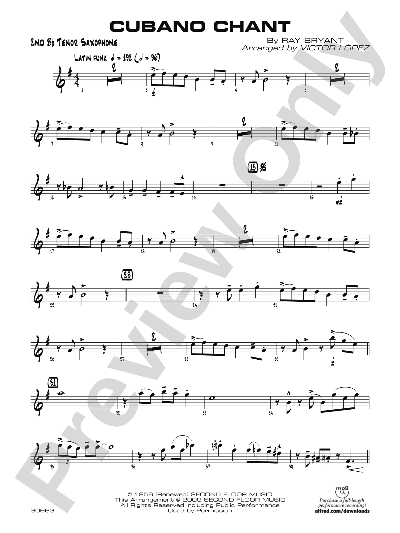 Cubano Chant: 2nd B-flat Tenor Saxophone