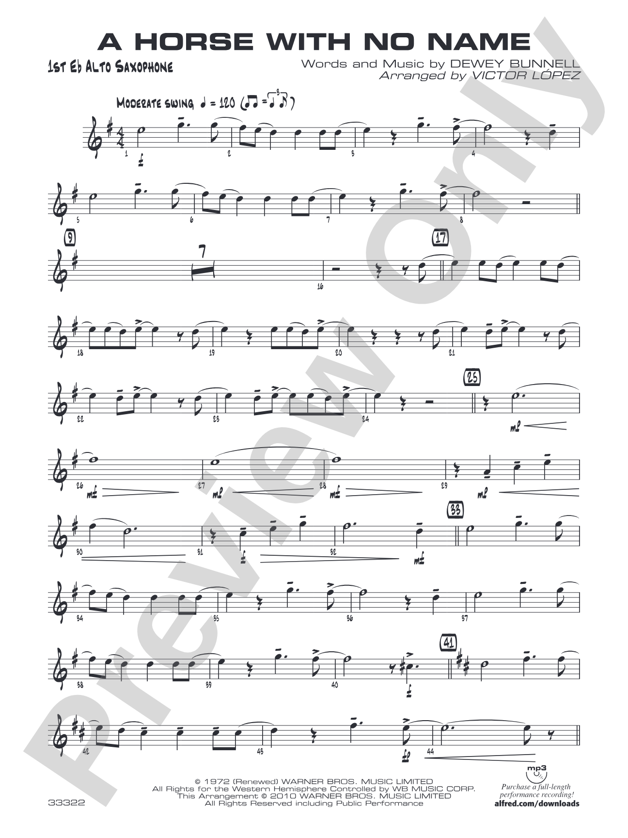 A Horse with No Name: E-flat Alto Saxophone