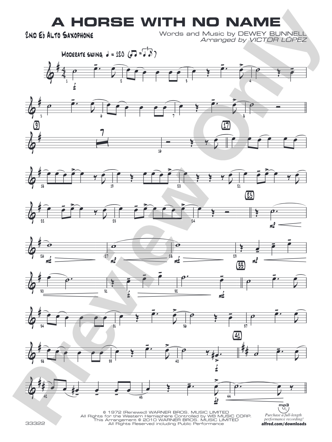 A Horse with No Name: 2nd E-flat Alto Saxophone