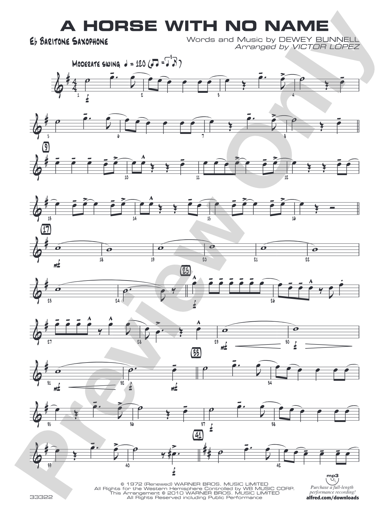 A Horse with No Name: E-flat Baritone Saxophone
