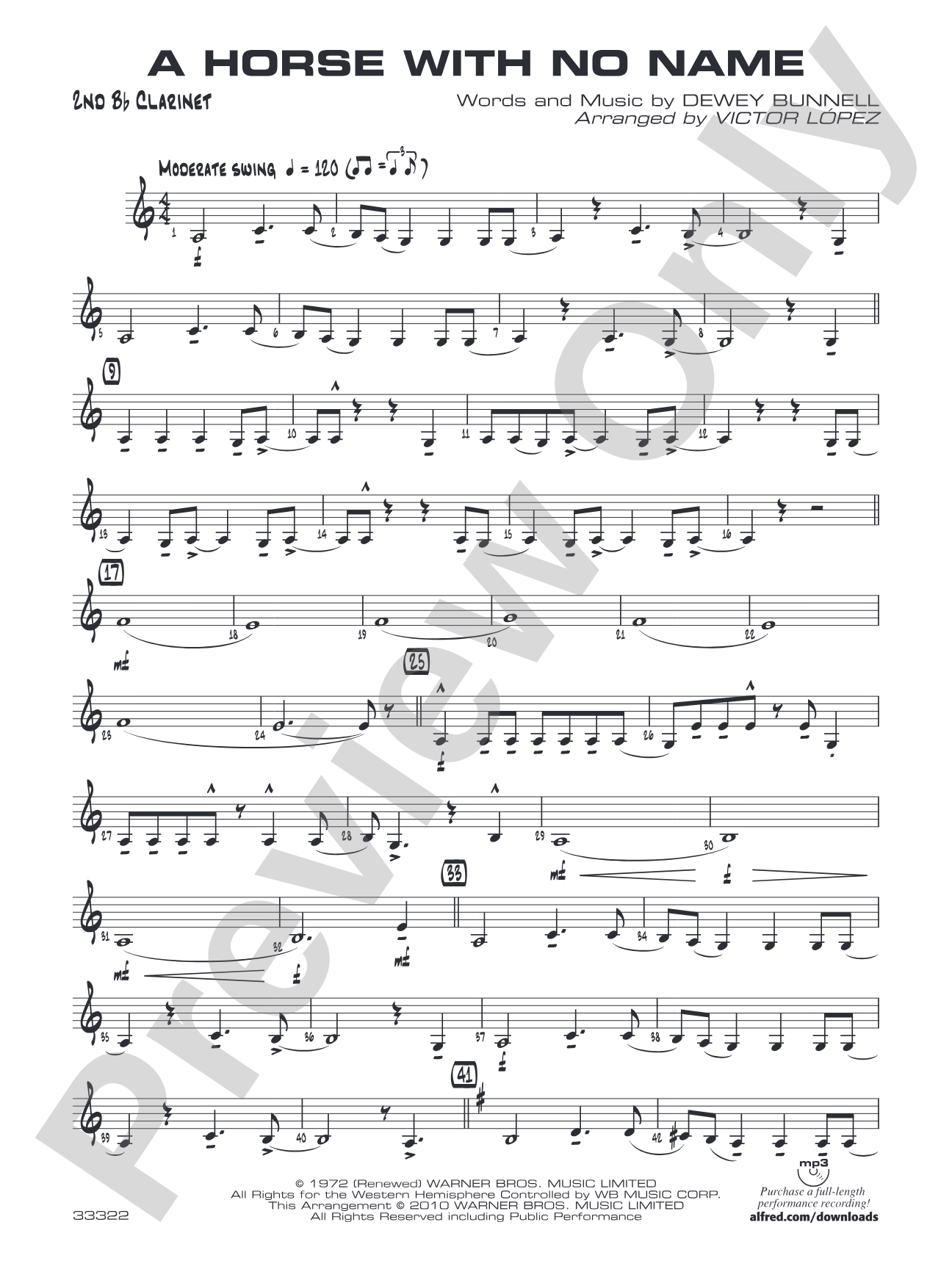 A Horse with No Name: 2nd B-flat Clarinet