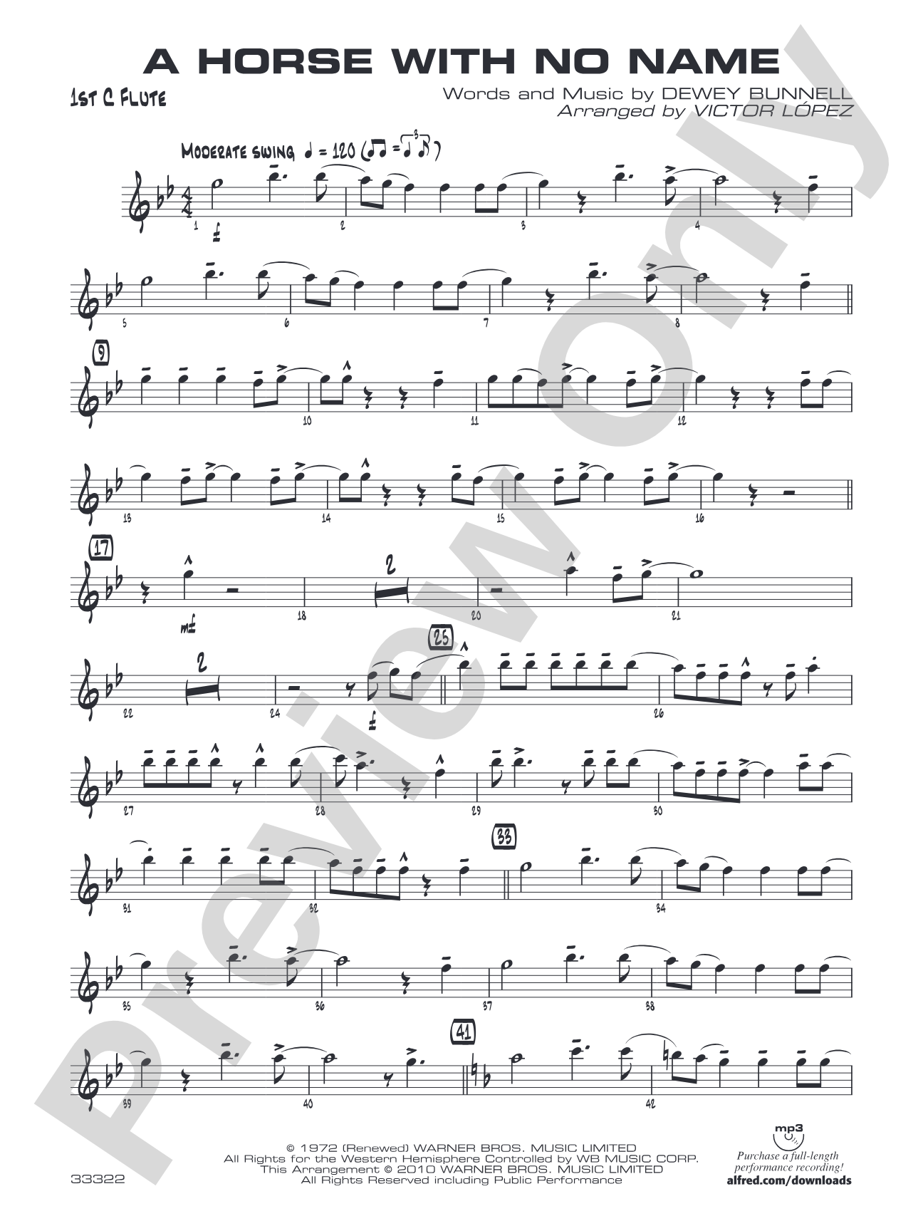 A Horse with No Name: Flute