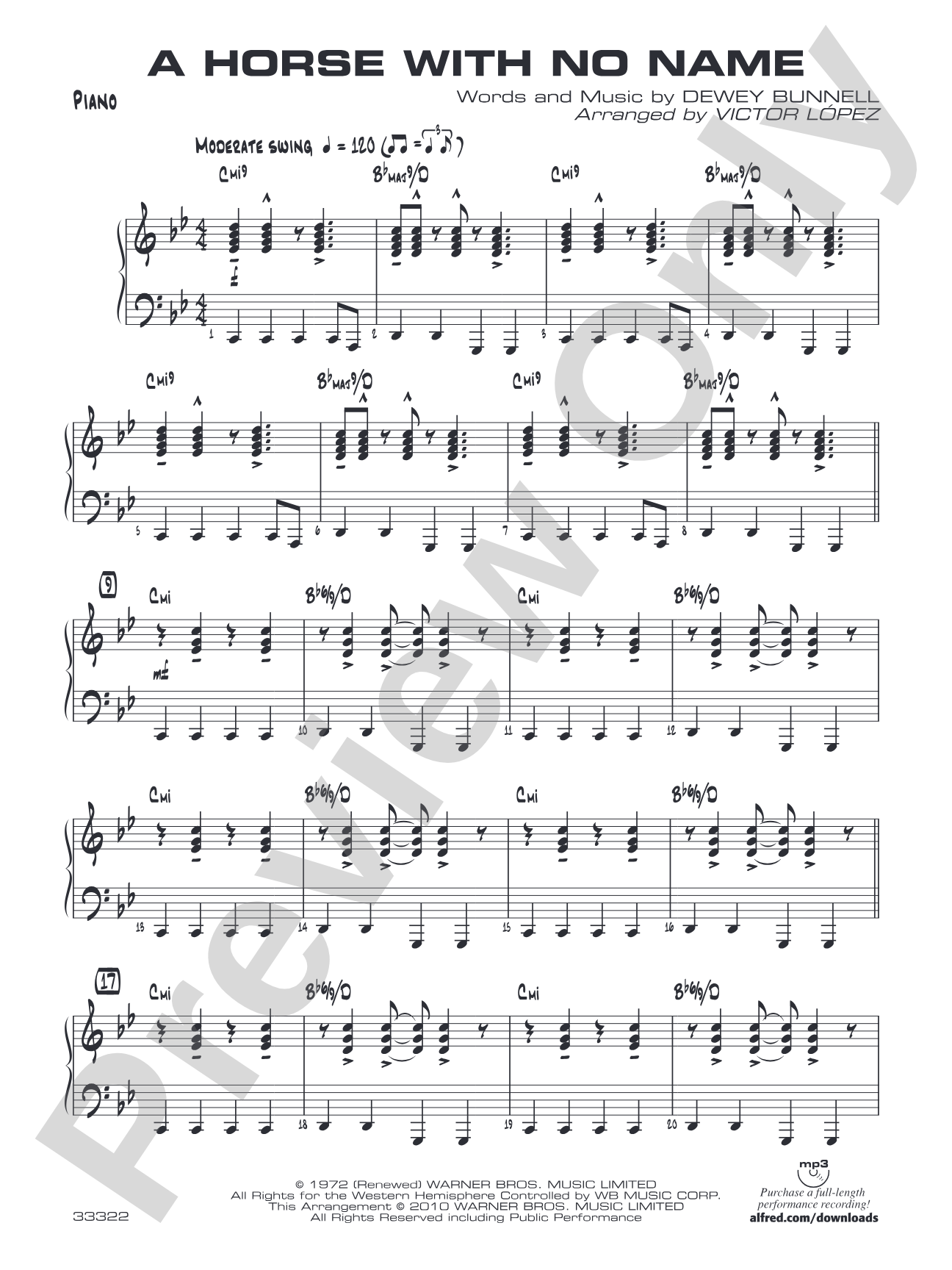 A Horse with No Name: Piano Accompaniment
