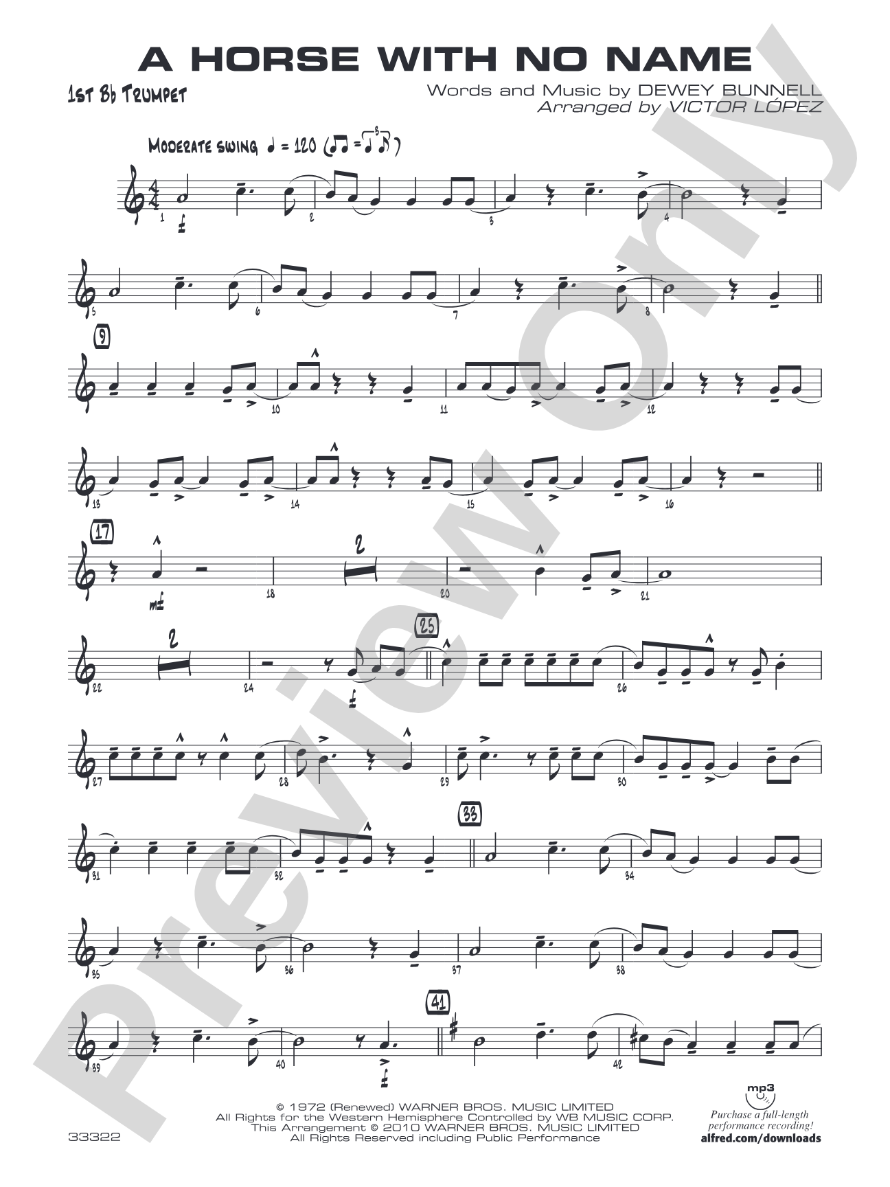 A Horse with No Name: 1st B-flat Trumpet