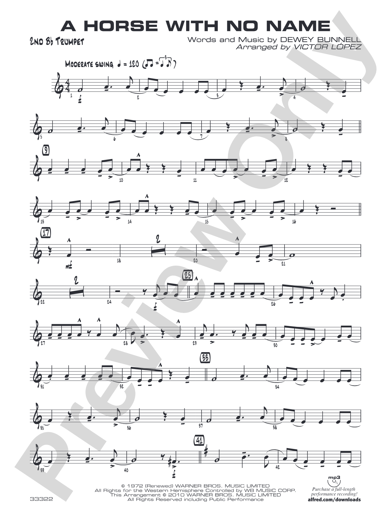 A Horse with No Name: 2nd B-flat Trumpet