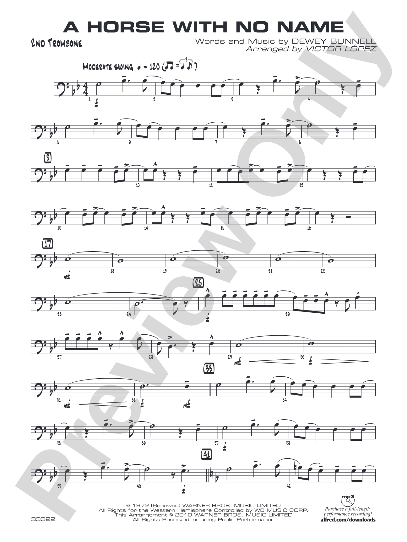 A Horse with No Name: 2nd Trombone