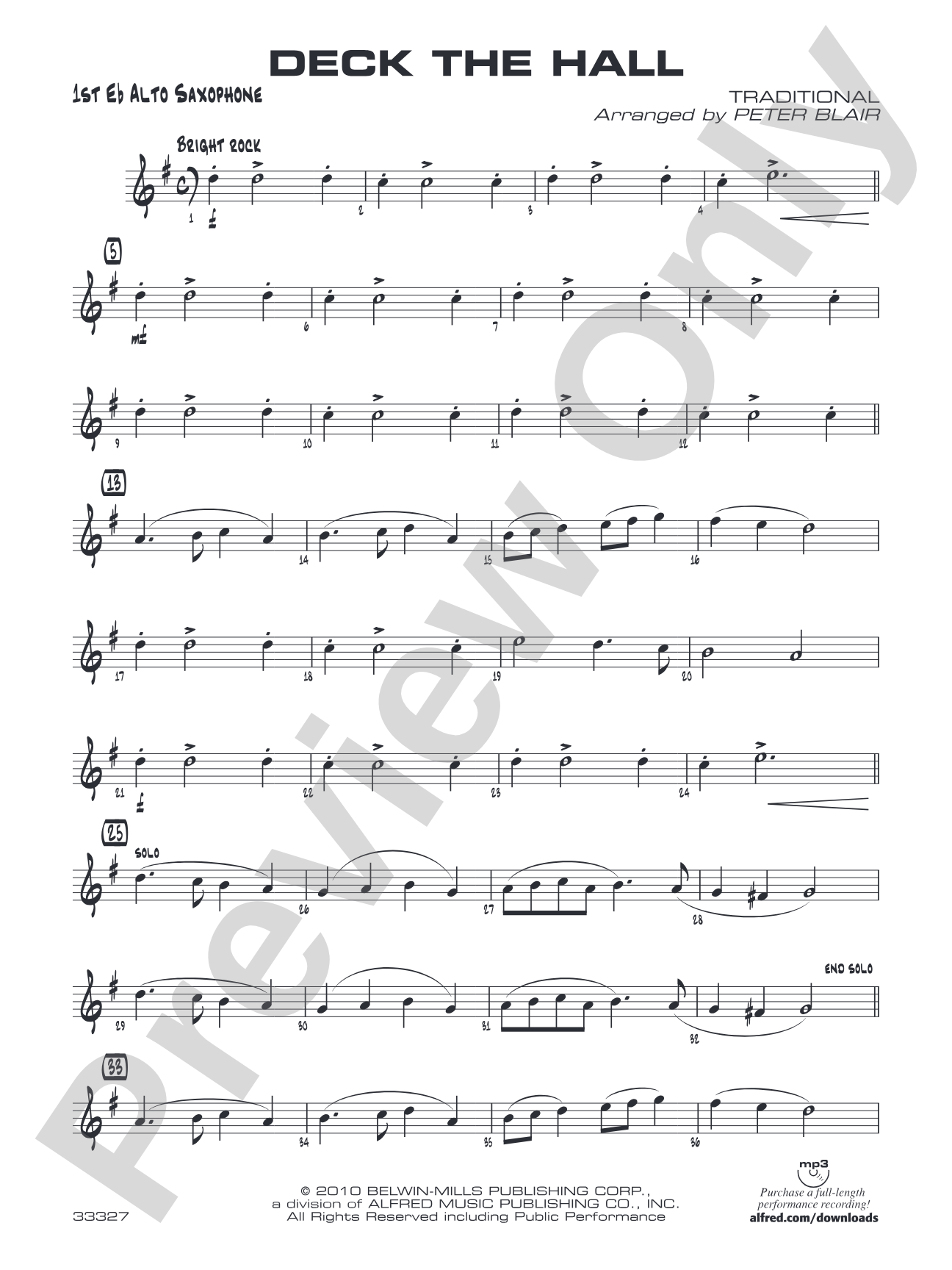 Deck the Hall: E-flat Alto Saxophone