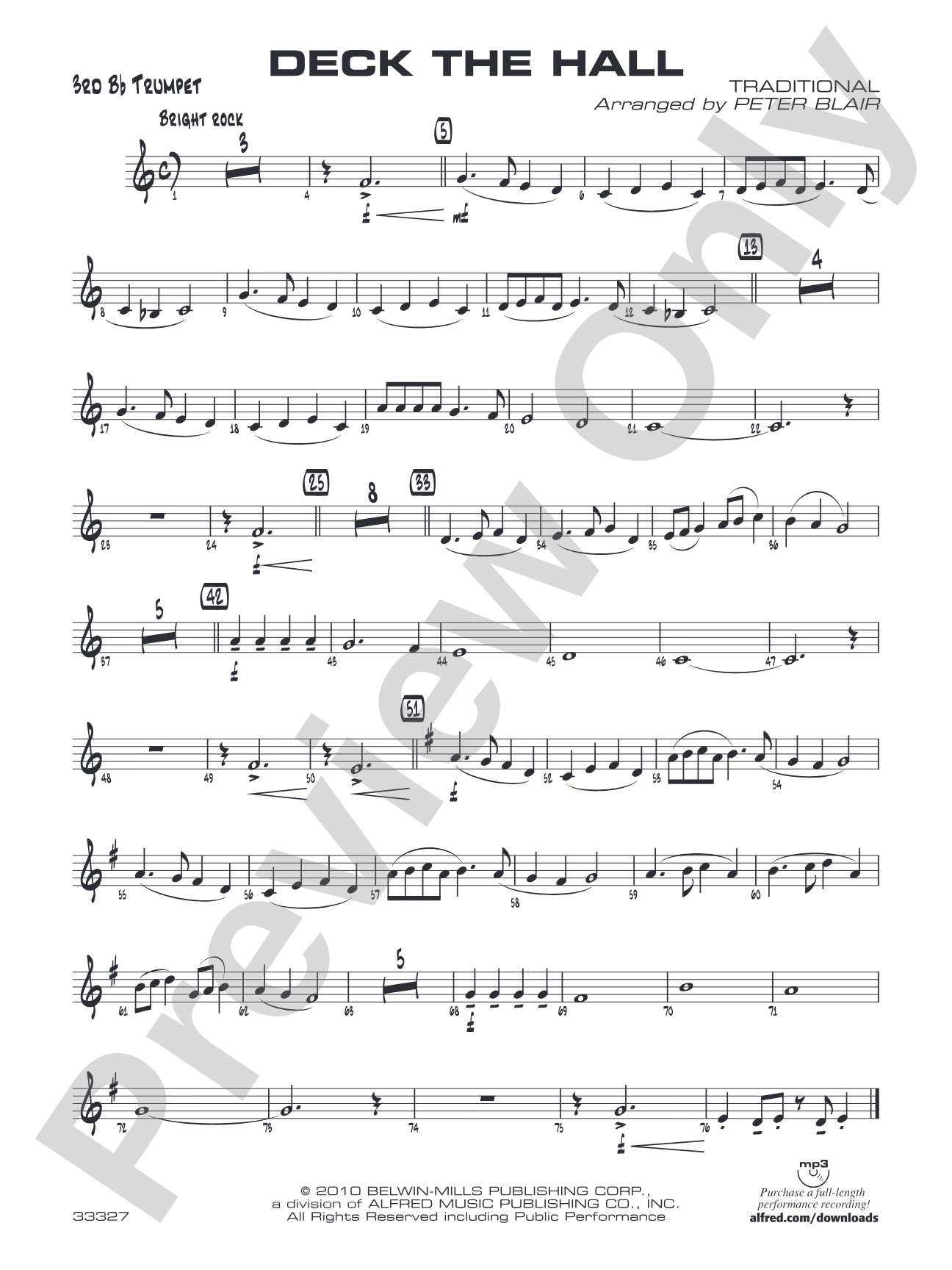 Deck the Hall: 3rd B-flat Trumpet