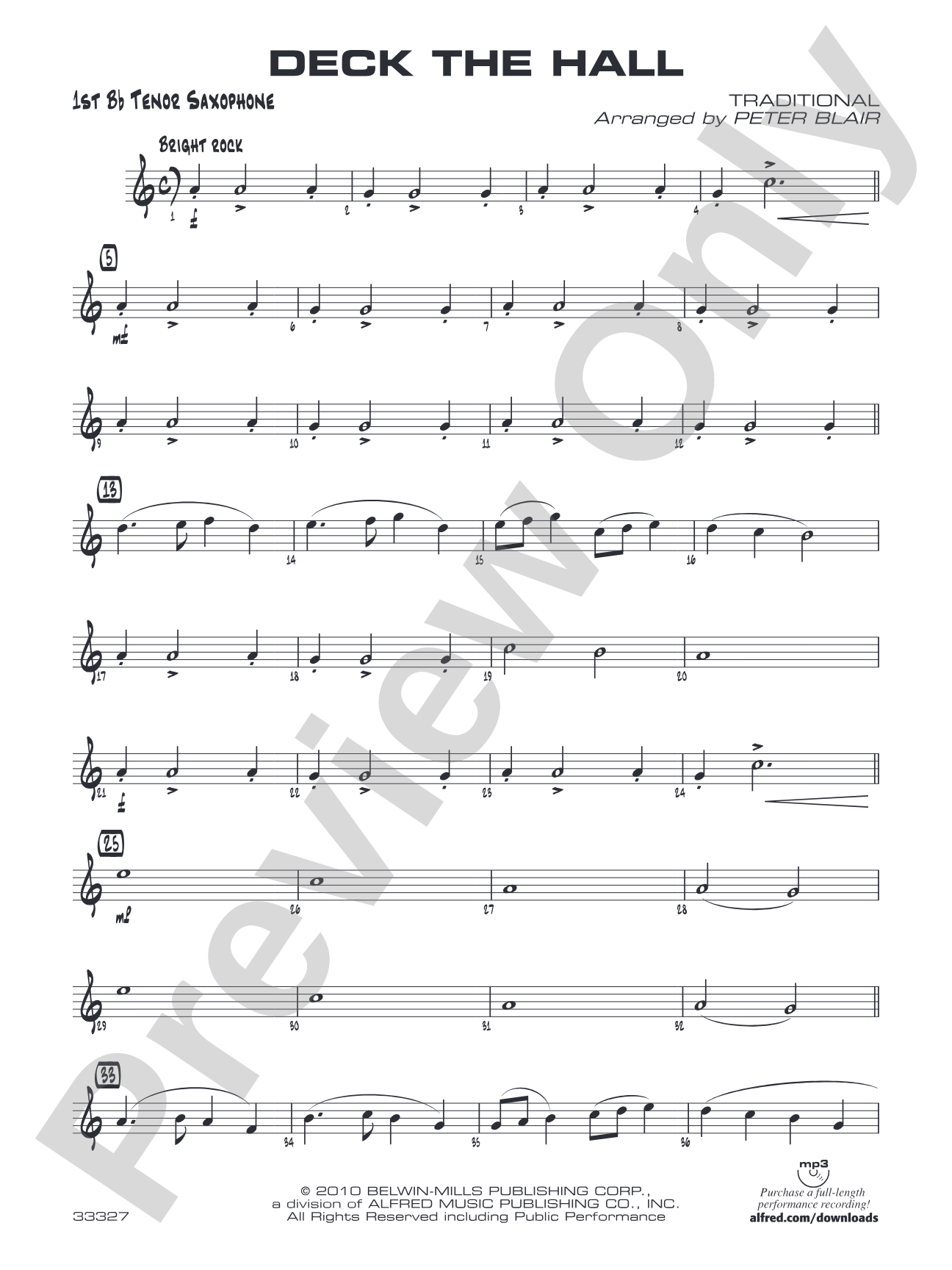 Deck the Hall: B-flat Tenor Saxophone