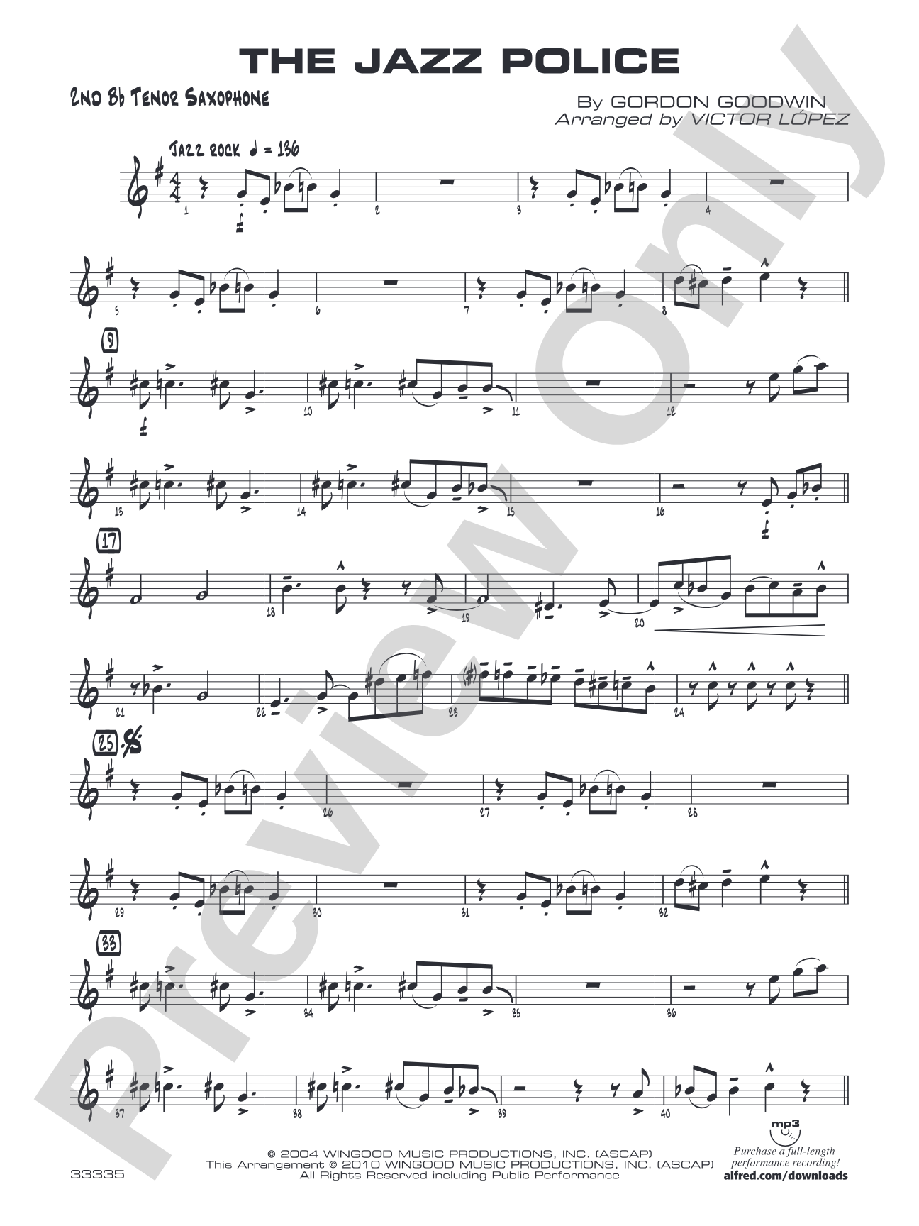 The Jazz Police: 2nd B-flat Tenor Saxophone