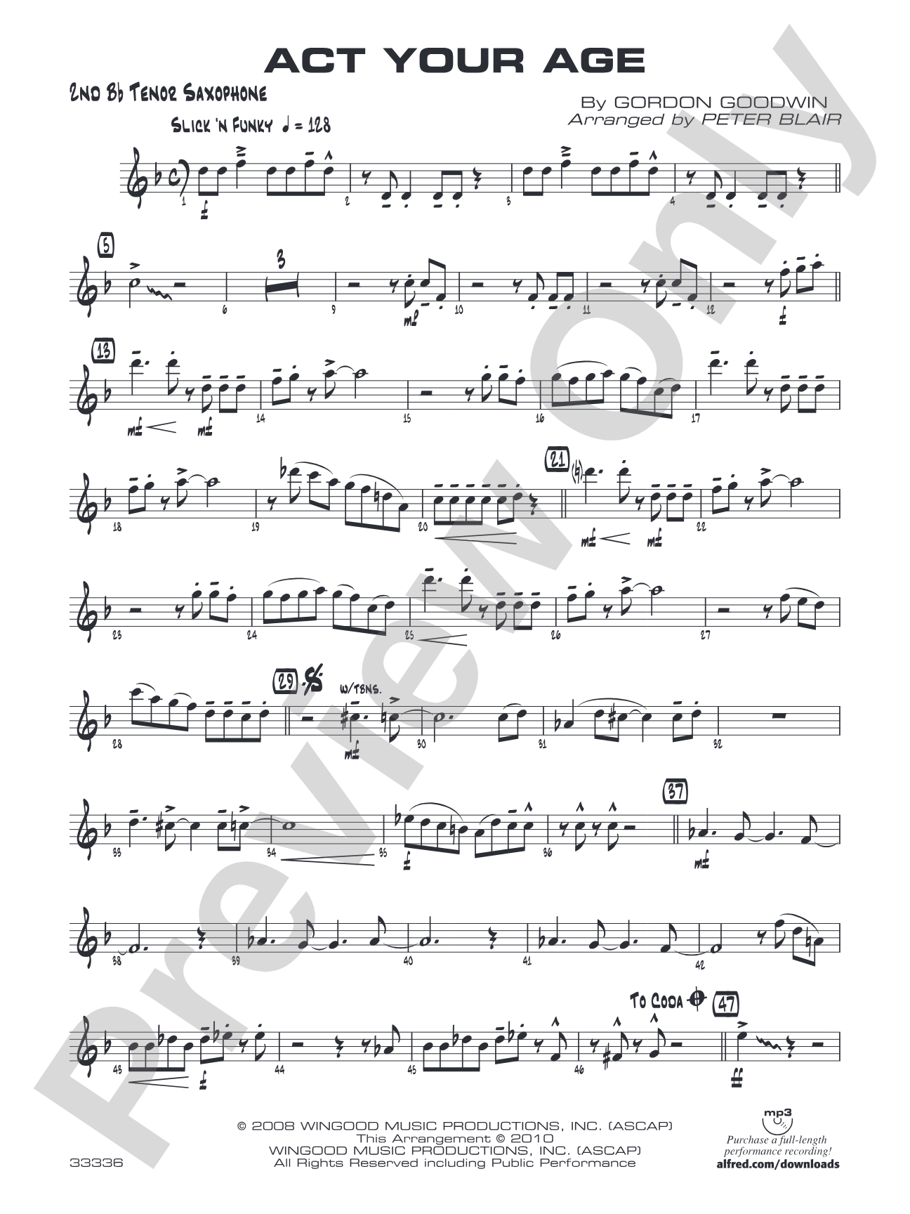 Act Your Age: 2nd B-flat Tenor Saxophone