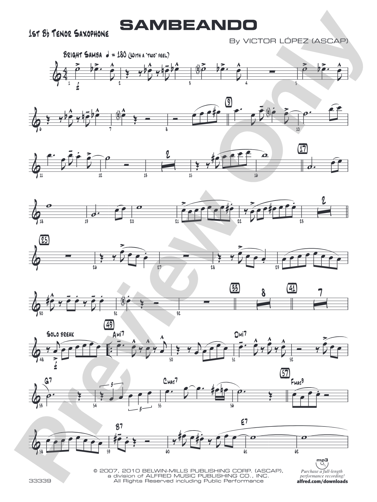 Sambeando: B-flat Tenor Saxophone