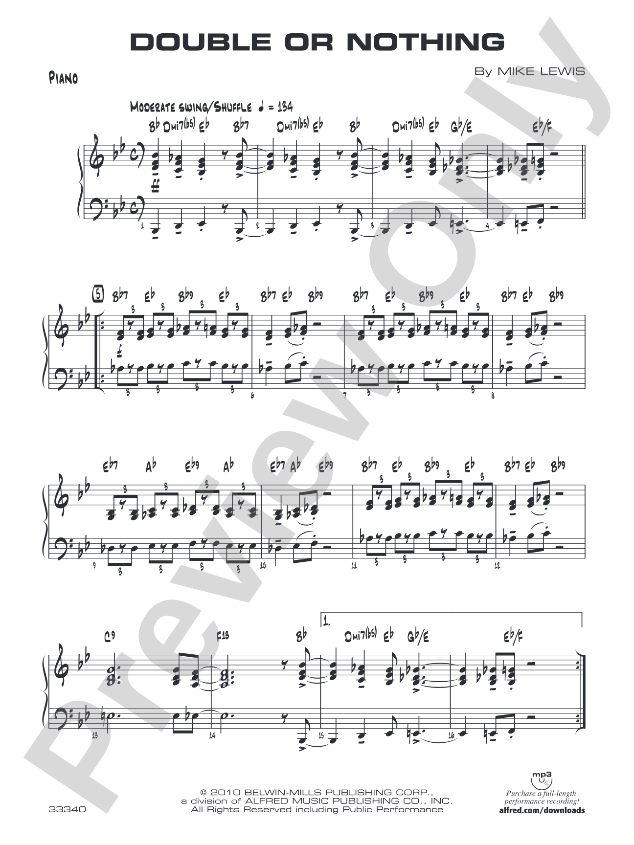 Double or Nothing: Piano Accompaniment