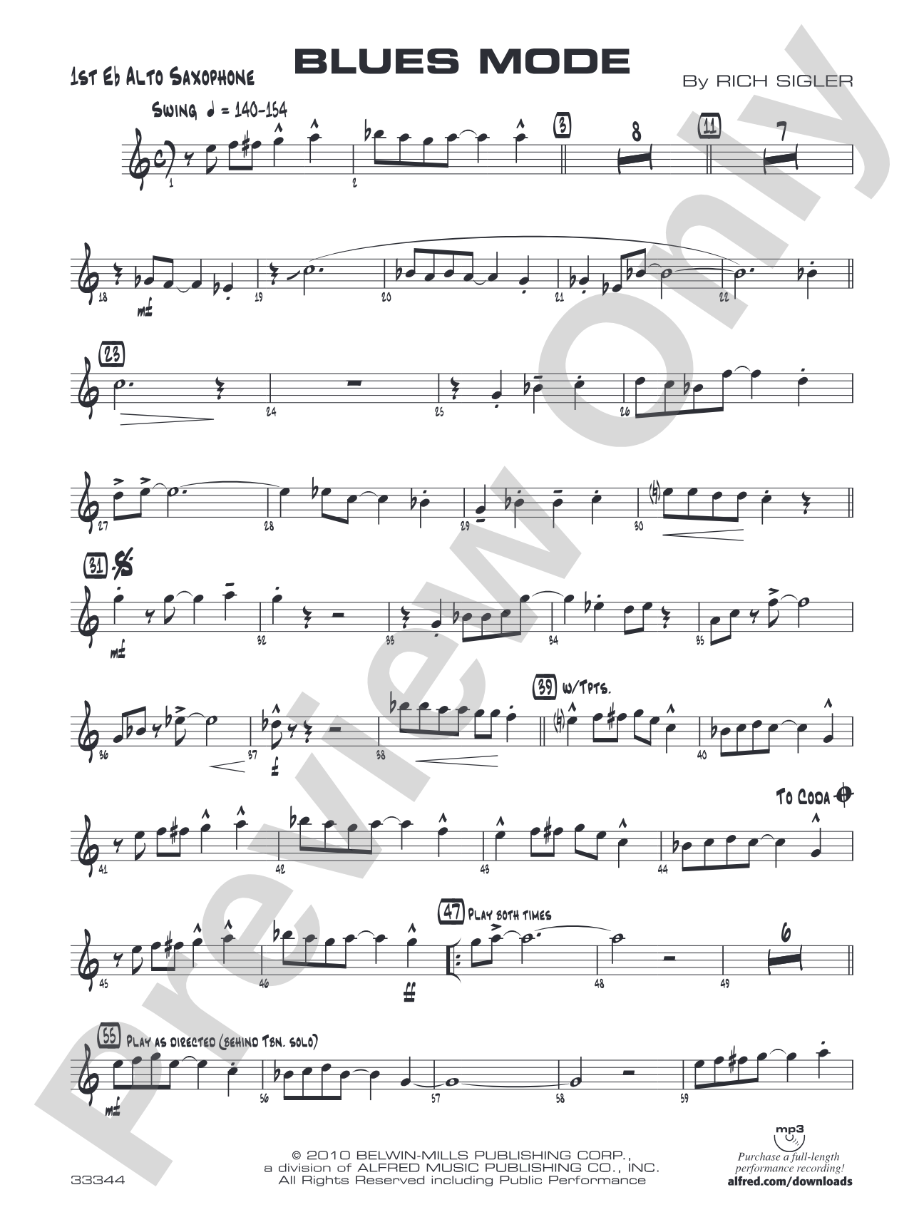 Blues Mode: E-flat Alto Saxophone