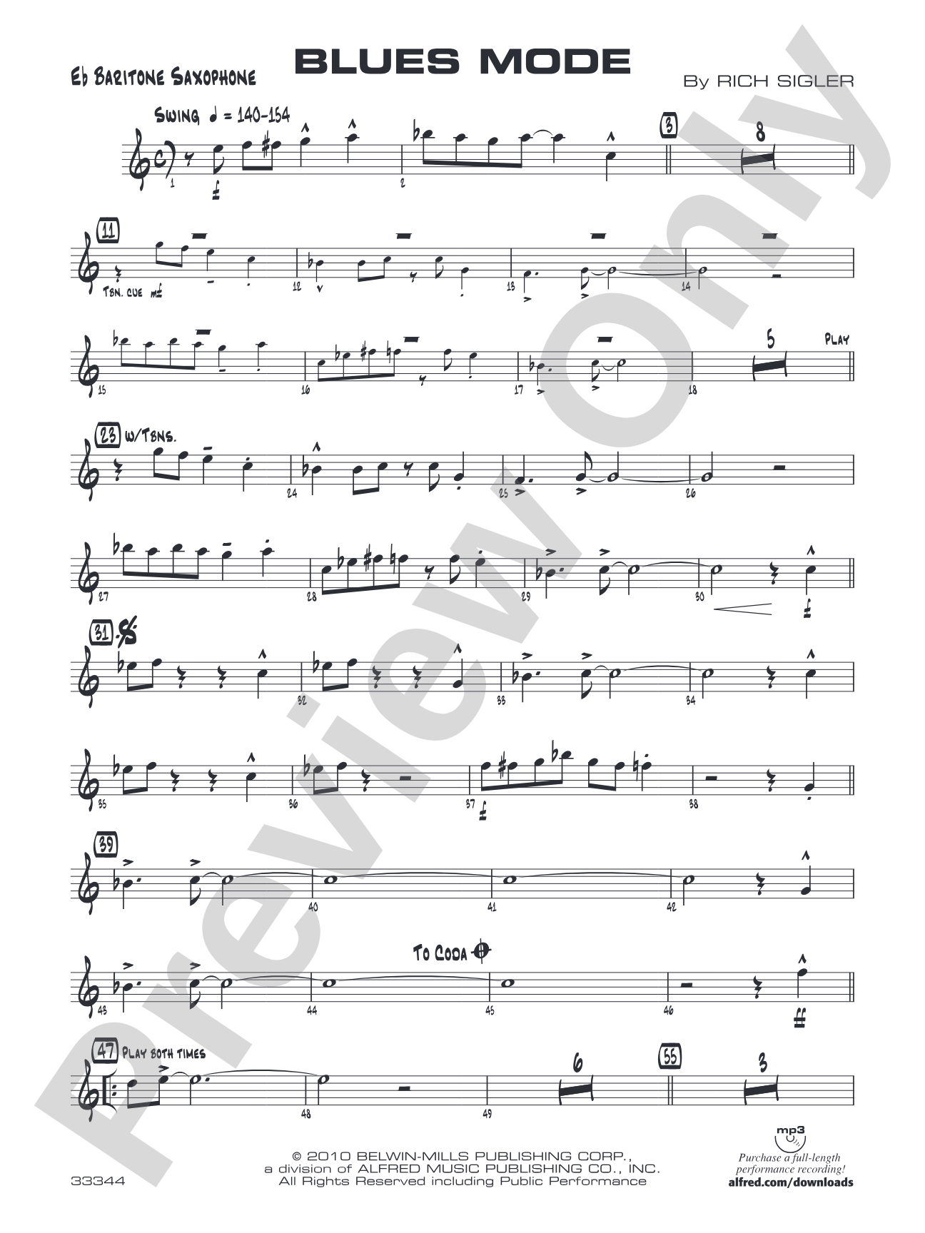 Blues Mode: E-flat Baritone Saxophone