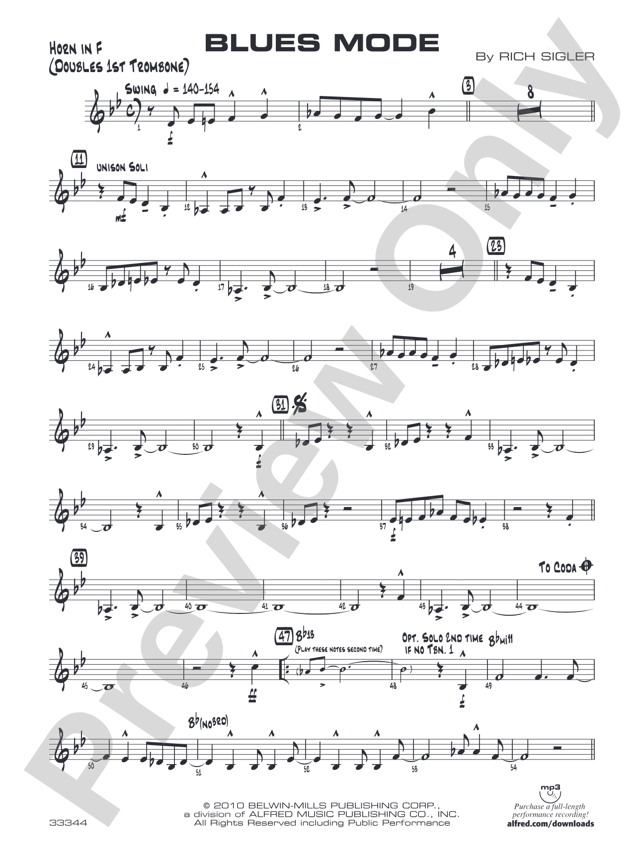 Blues Mode: 1st F Horn