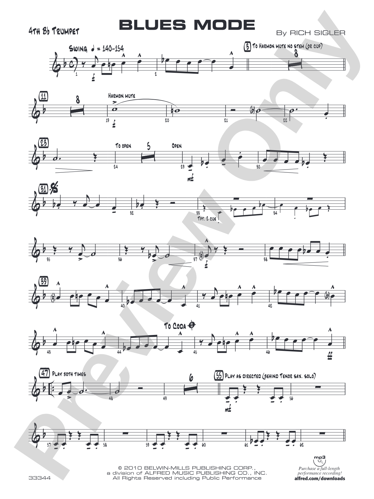 Blues Mode: 4th B-flat Trumpet