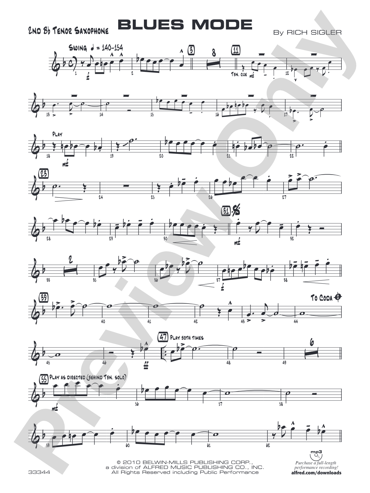 Blues Mode: 2nd B-flat Tenor Saxophone