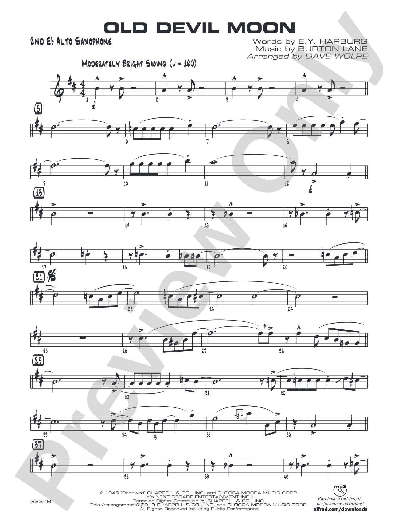 Old Devil Moon: 2nd E-flat Alto Saxophone