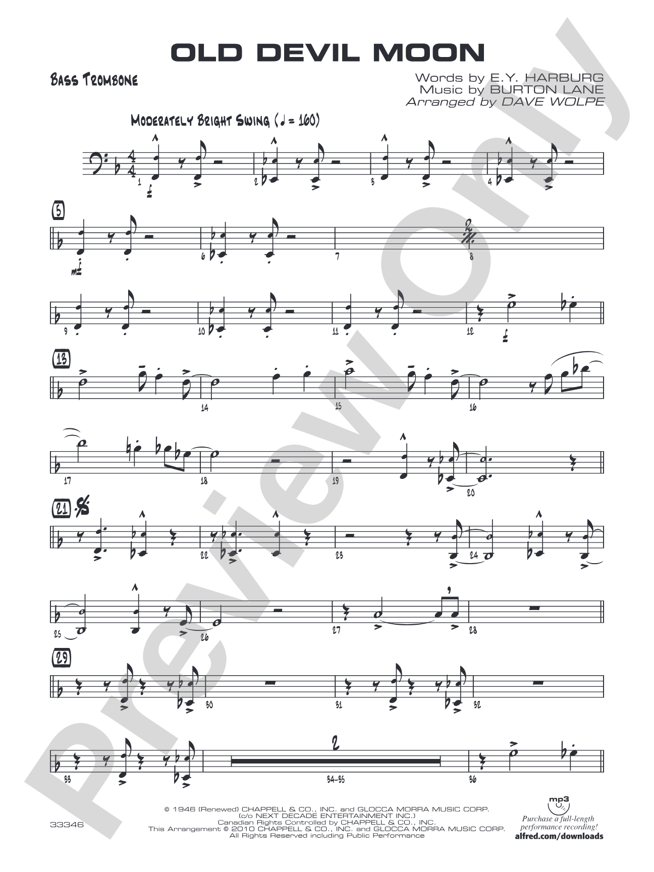 Old Devil Moon: Bass Trombone