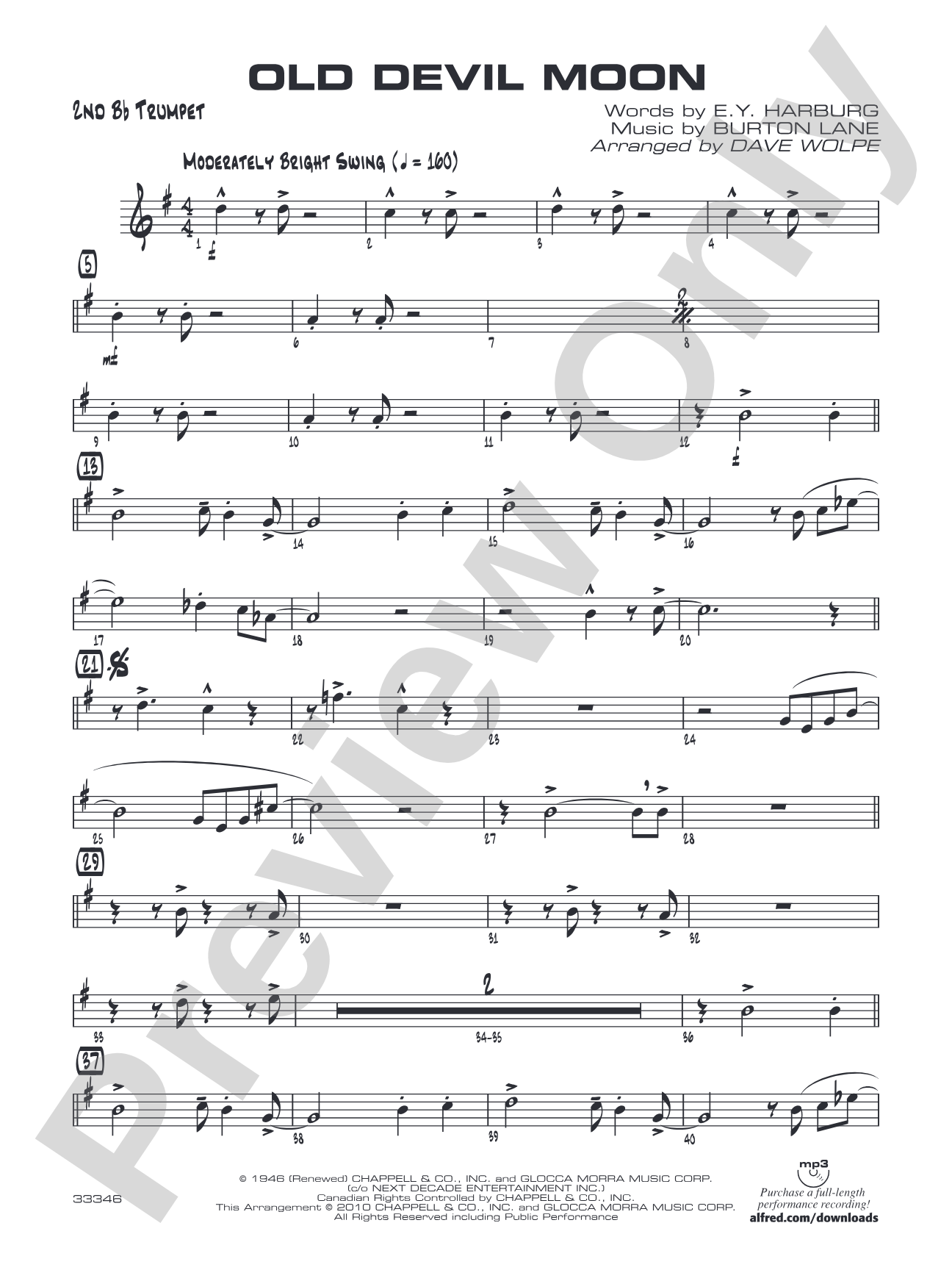 Old Devil Moon: 2nd B-flat Trumpet