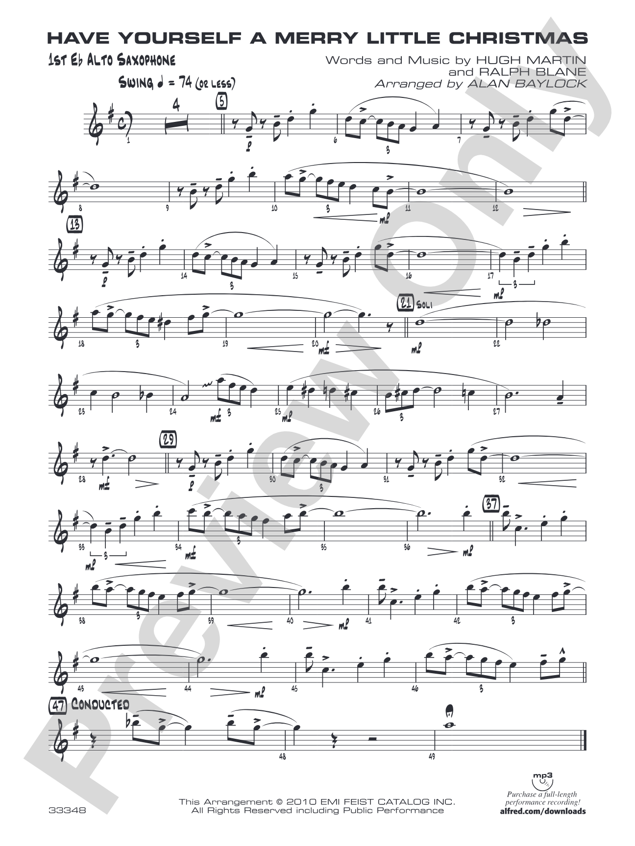Have Yourself a Merry Little Christmas: E-flat Alto Saxophone