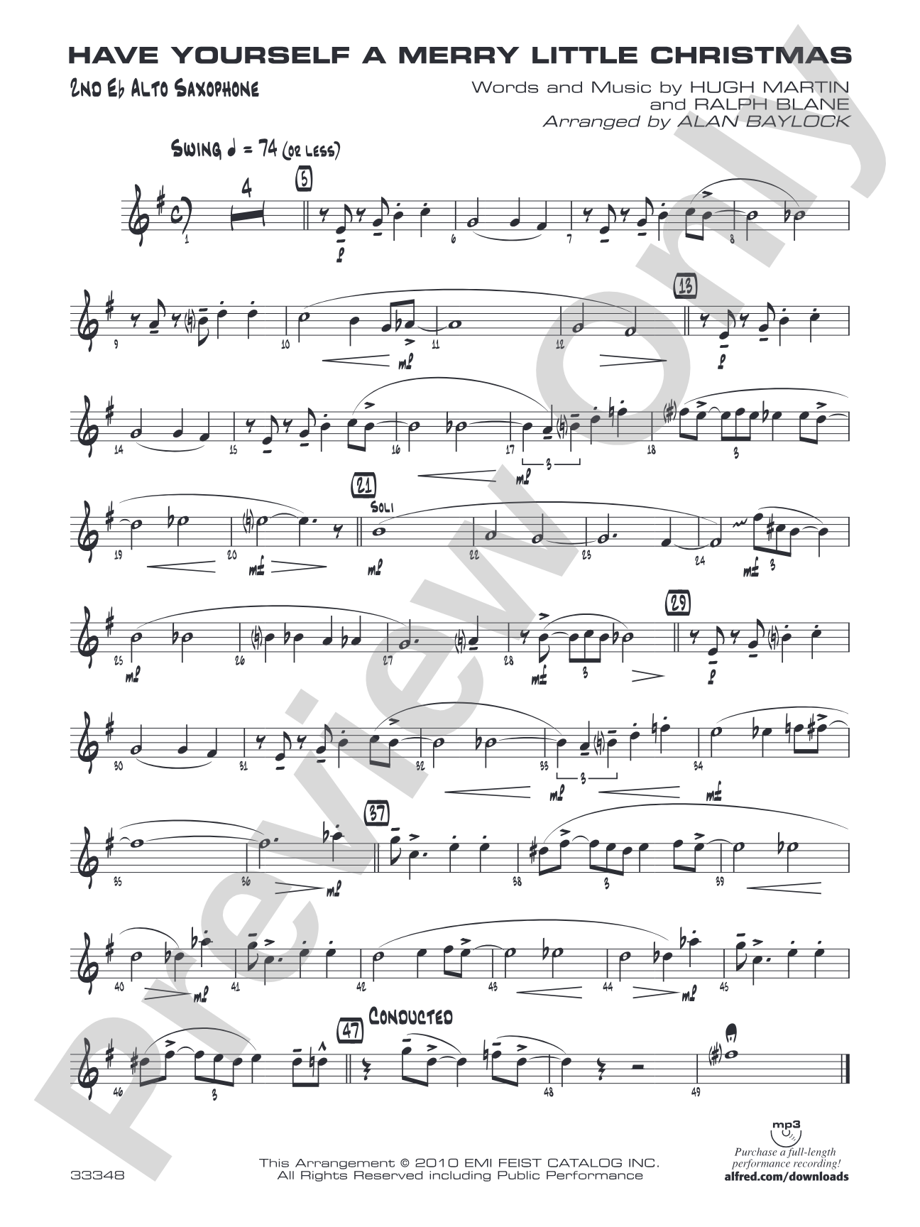 Have Yourself a Merry Little Christmas: 2nd E-flat Alto Saxophone