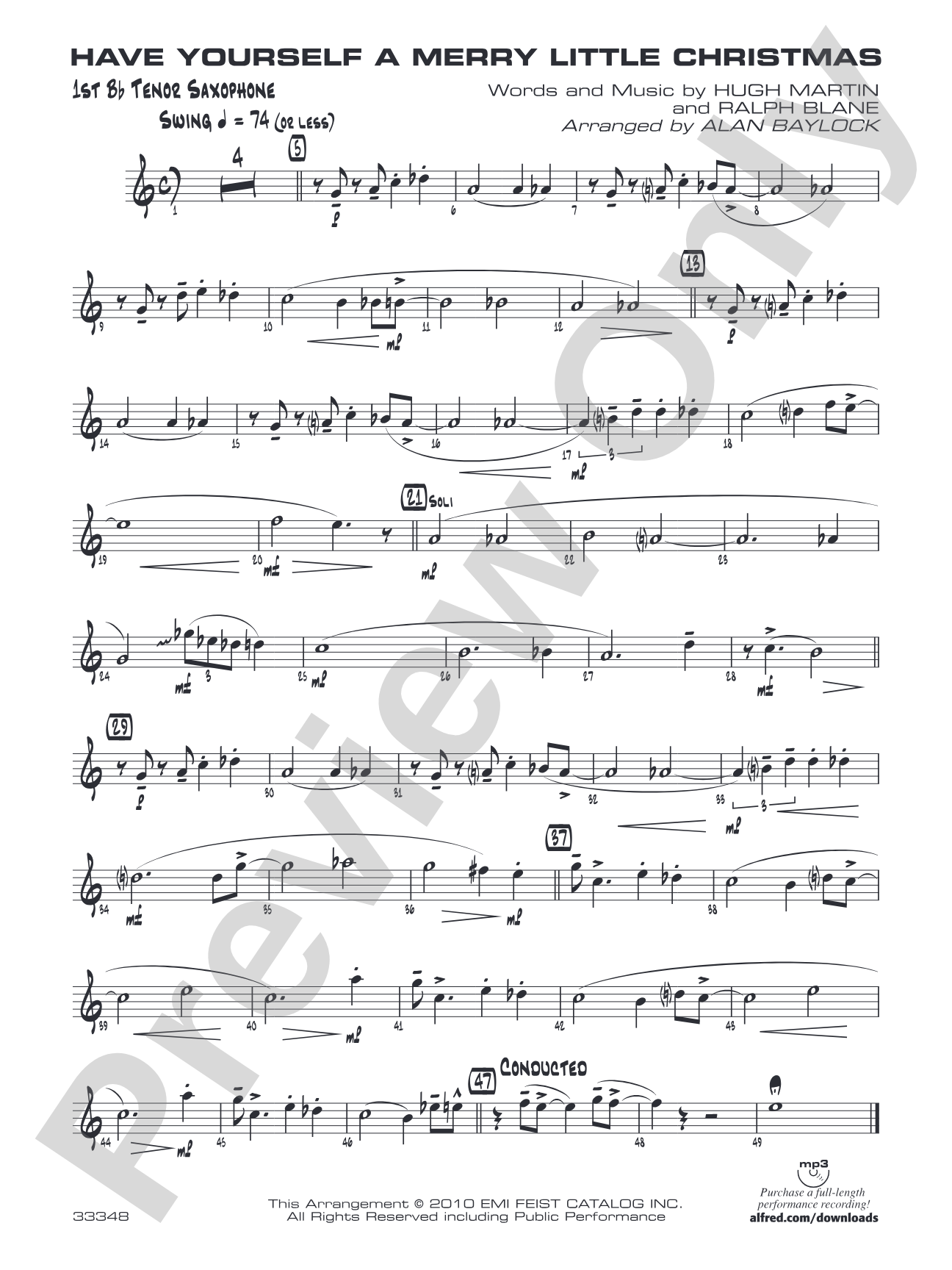 Have Yourself a Merry Little Christmas: B-flat Tenor Saxophone