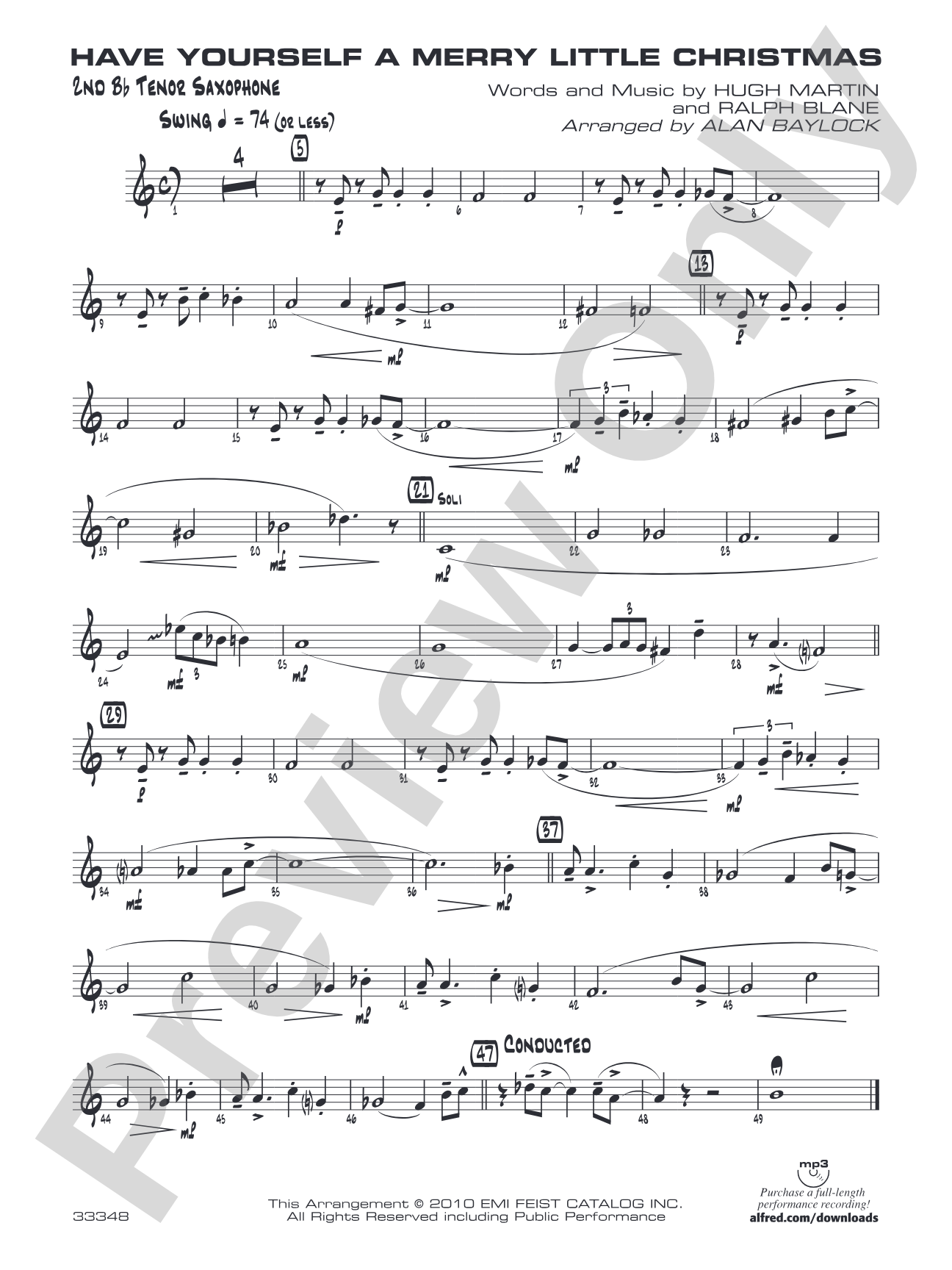 Have Yourself a Merry Little Christmas: 2nd B-flat Tenor Saxophone
