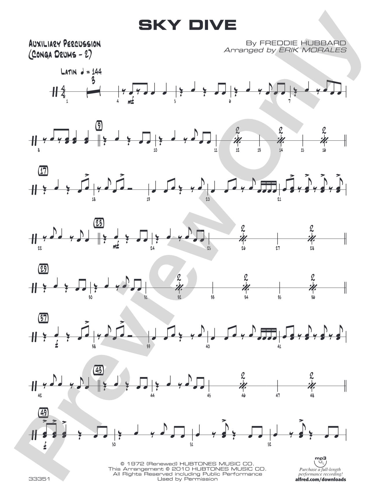 Sky Dive: Auxiliary Percussion