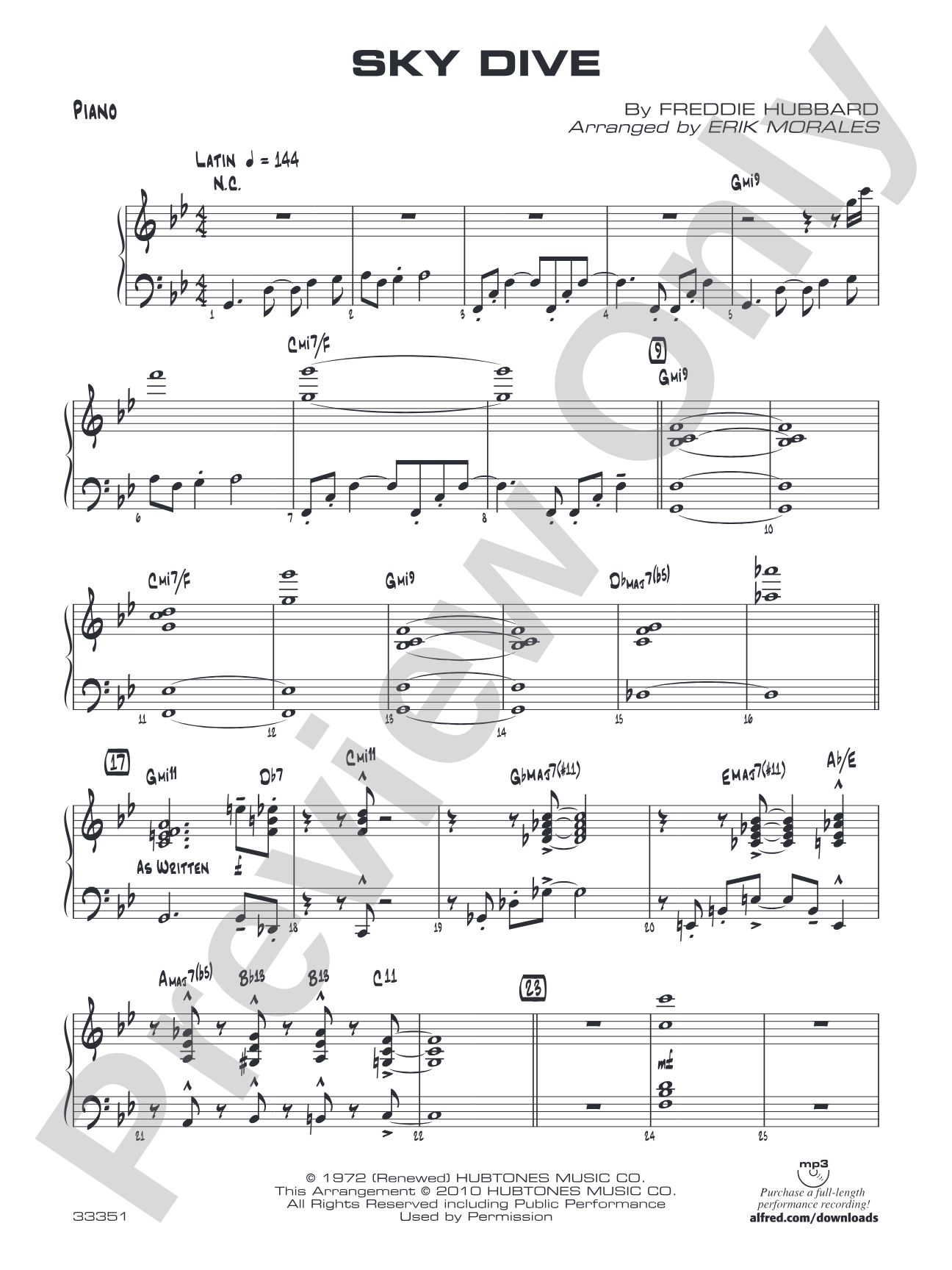 Sky Dive: Piano Accompaniment