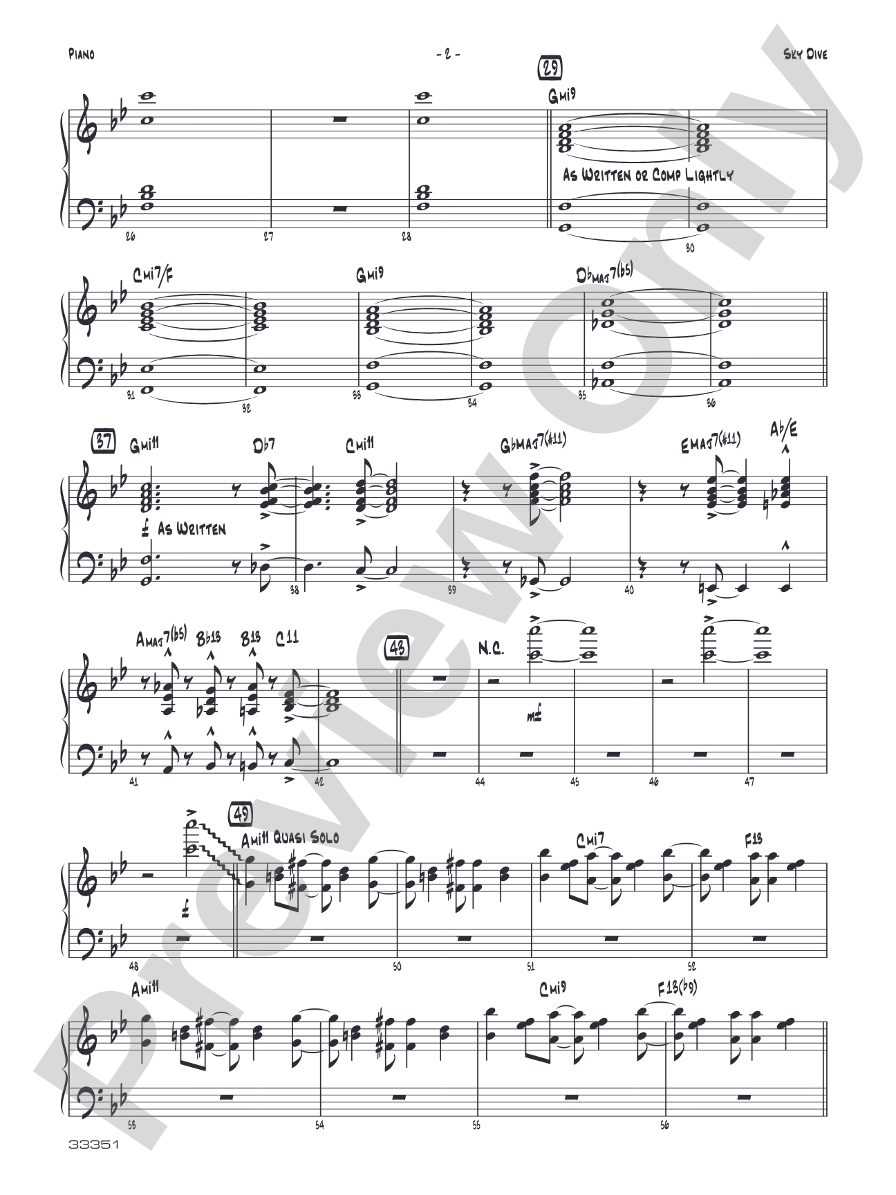 Sky Dive: Piano Accompaniment