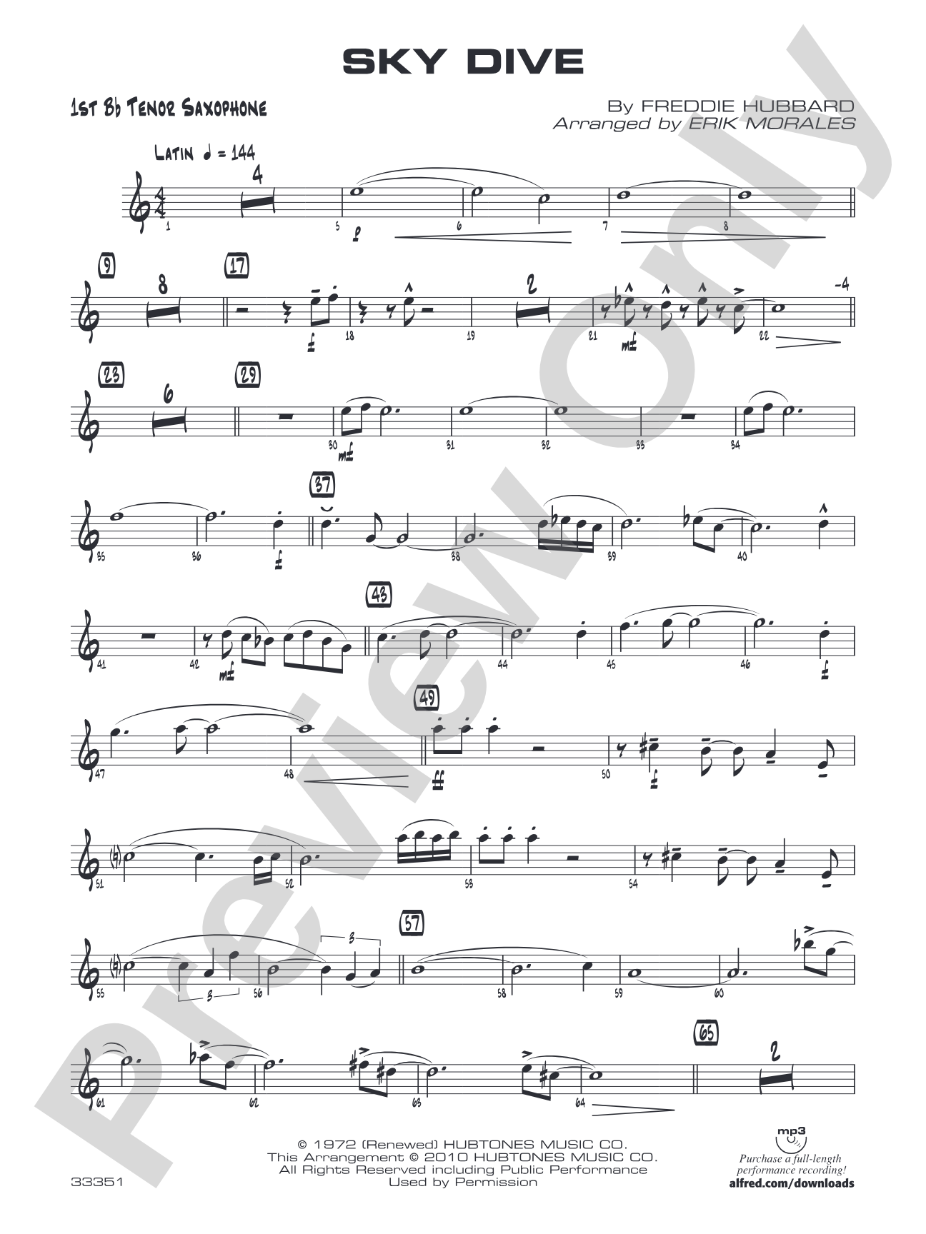 Sky Dive: B-flat Tenor Saxophone
