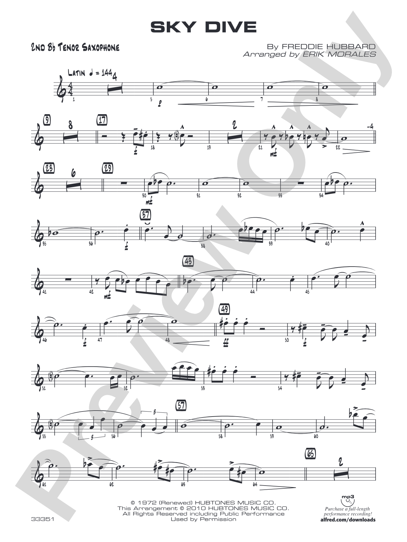 Sky Dive: 2nd B-flat Tenor Saxophone