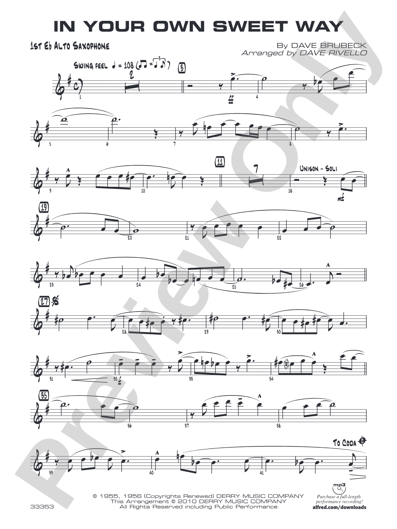 In Your Own Sweet Way: E-flat Alto Saxophone